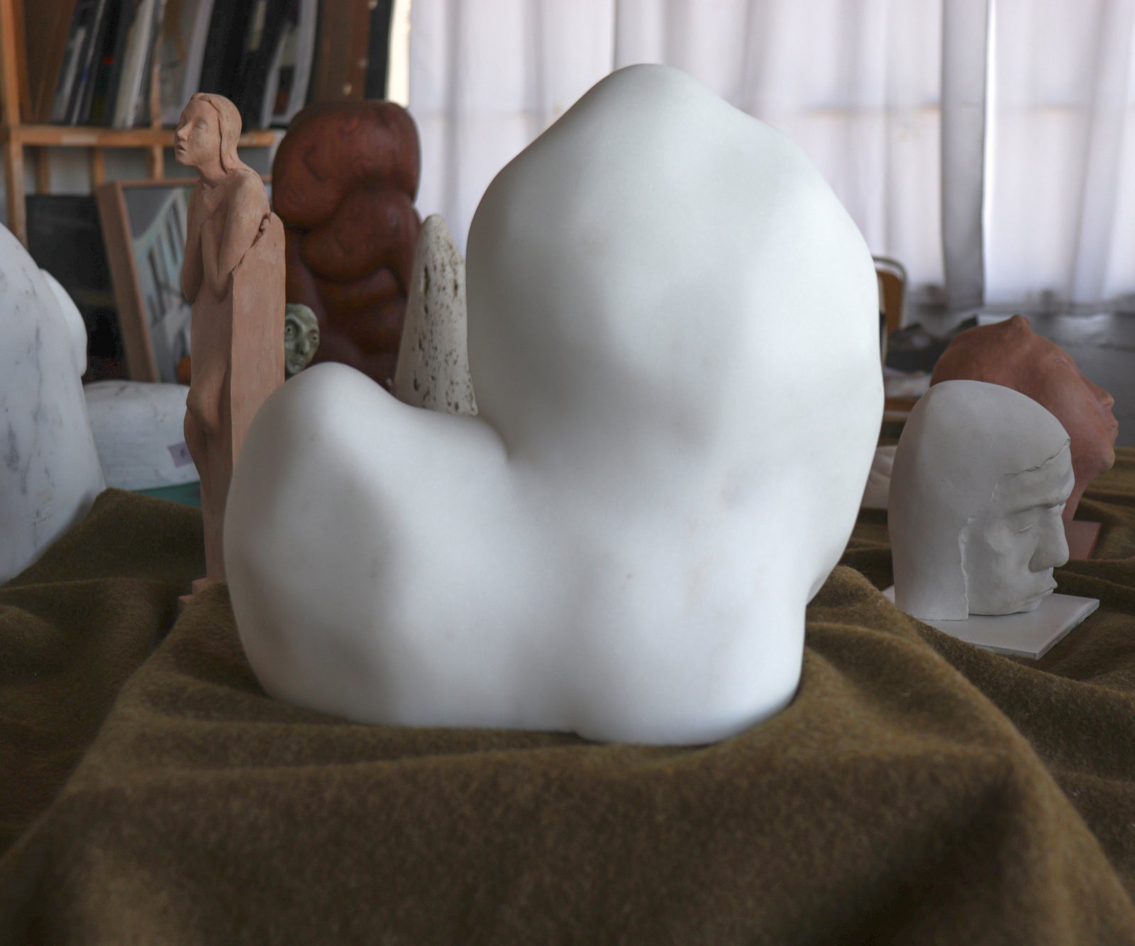 Resting Horizontal Bust<br>20th Century Carrara Marble Sculpture<br><br>#C2797