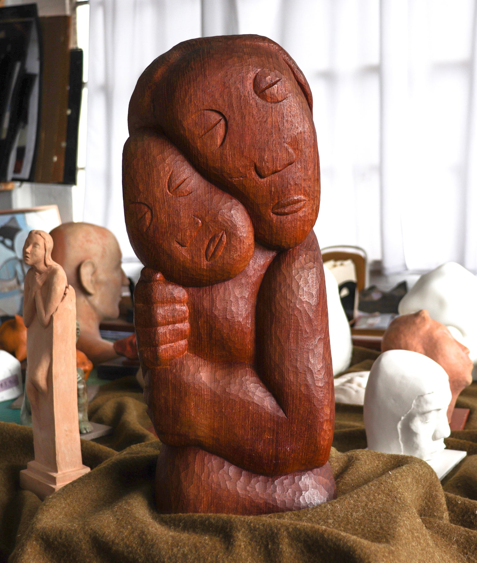 Embracing Figures II <br>20th Century Carved Wood <br><br>#C2832