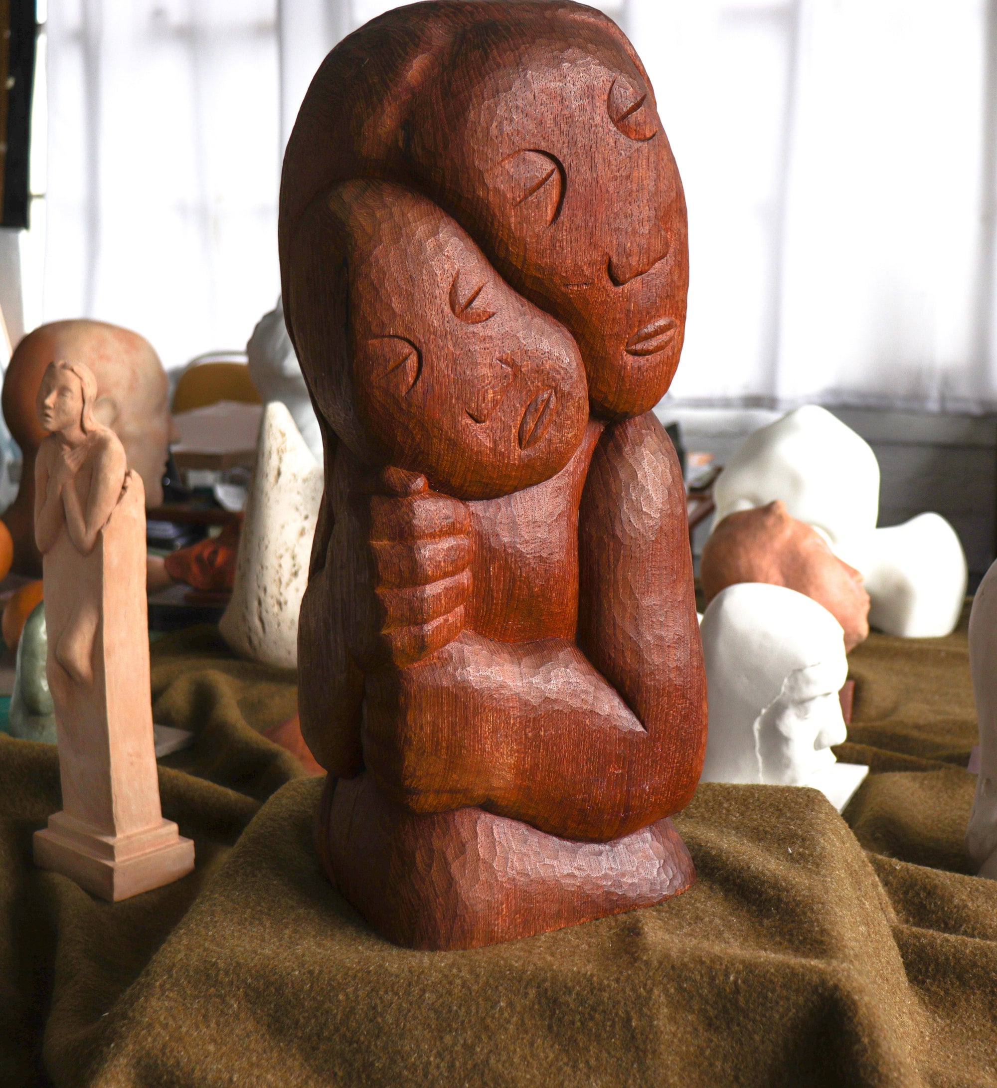 Embracing Figures II <br>20th Century Carved Wood <br><br>#C2832