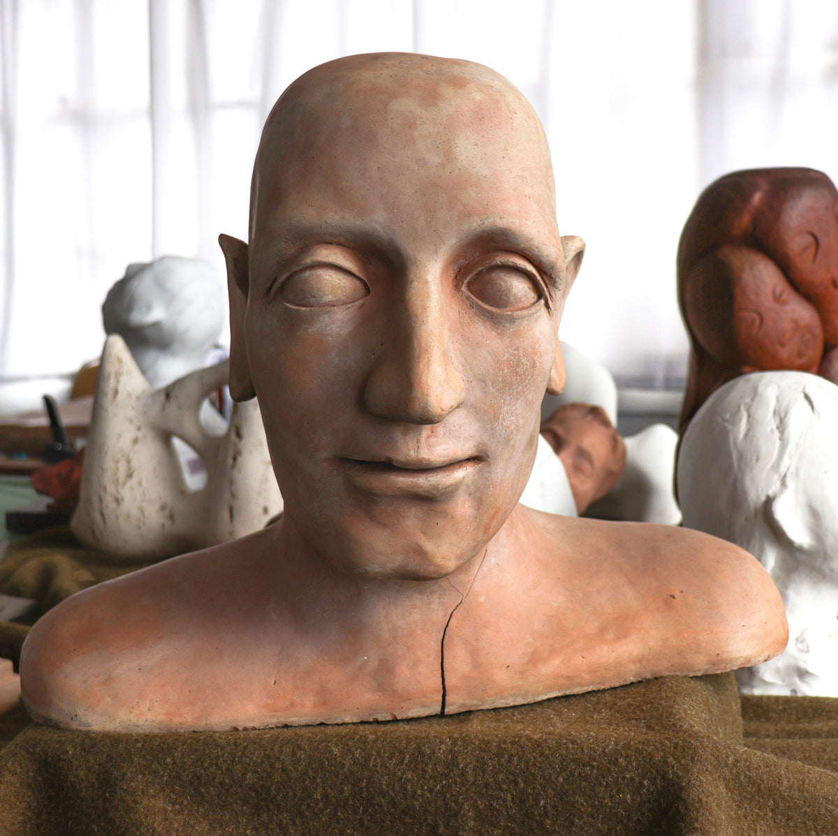 Large Male Bust &lt;br&gt;20th Century Clay &lt;br&gt;&lt;br&gt;#C2857