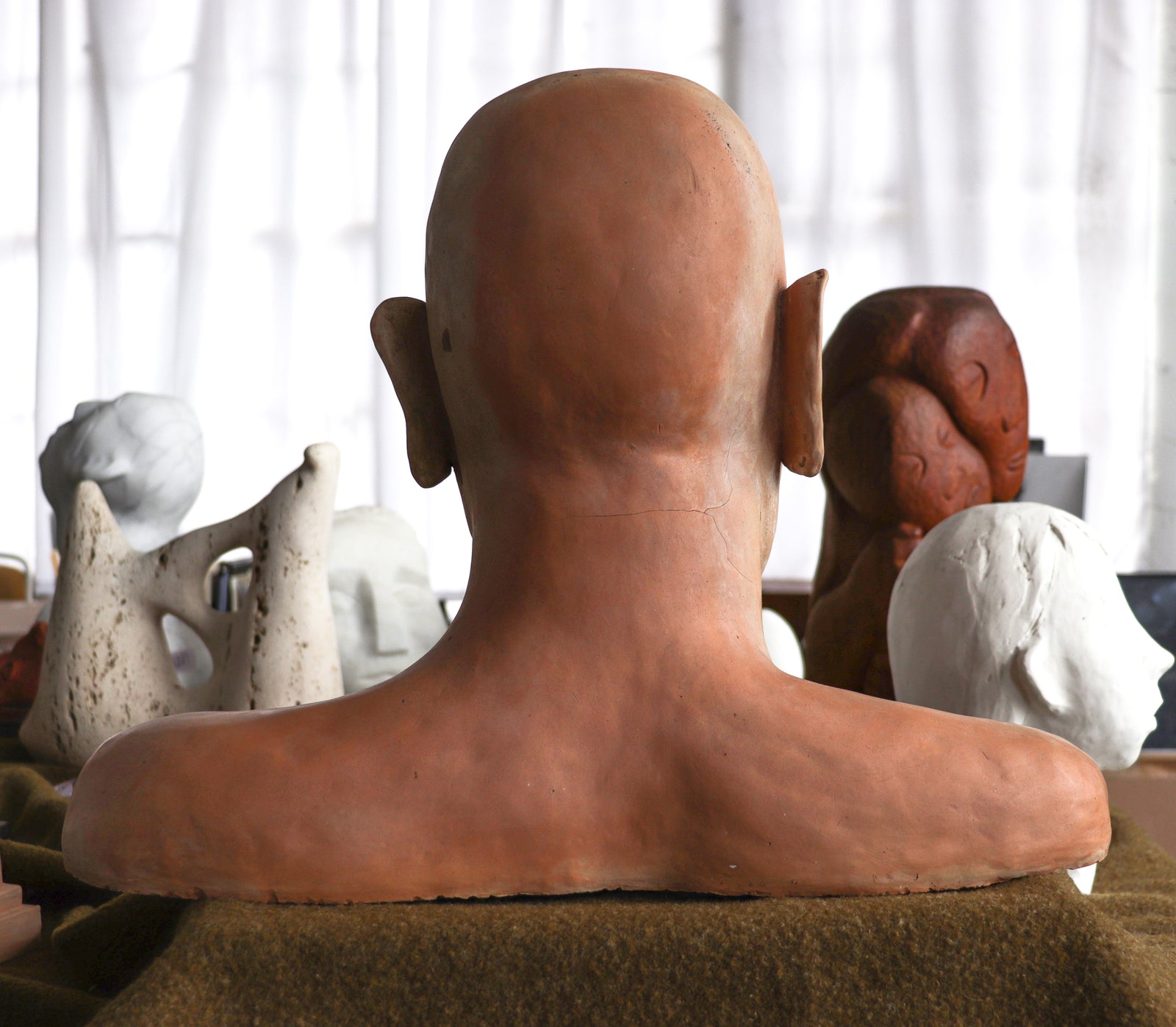 Large Male Bust <br>20th Century Clay <br><br>#C2857