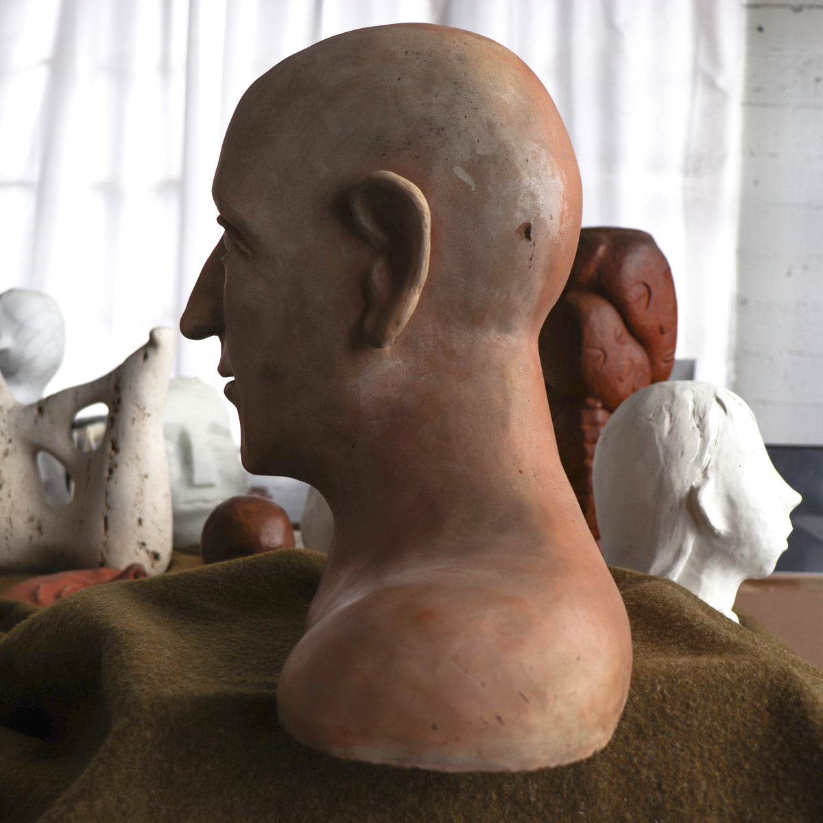 Large Male Bust <br>20th Century Clay <br><br>#C2857