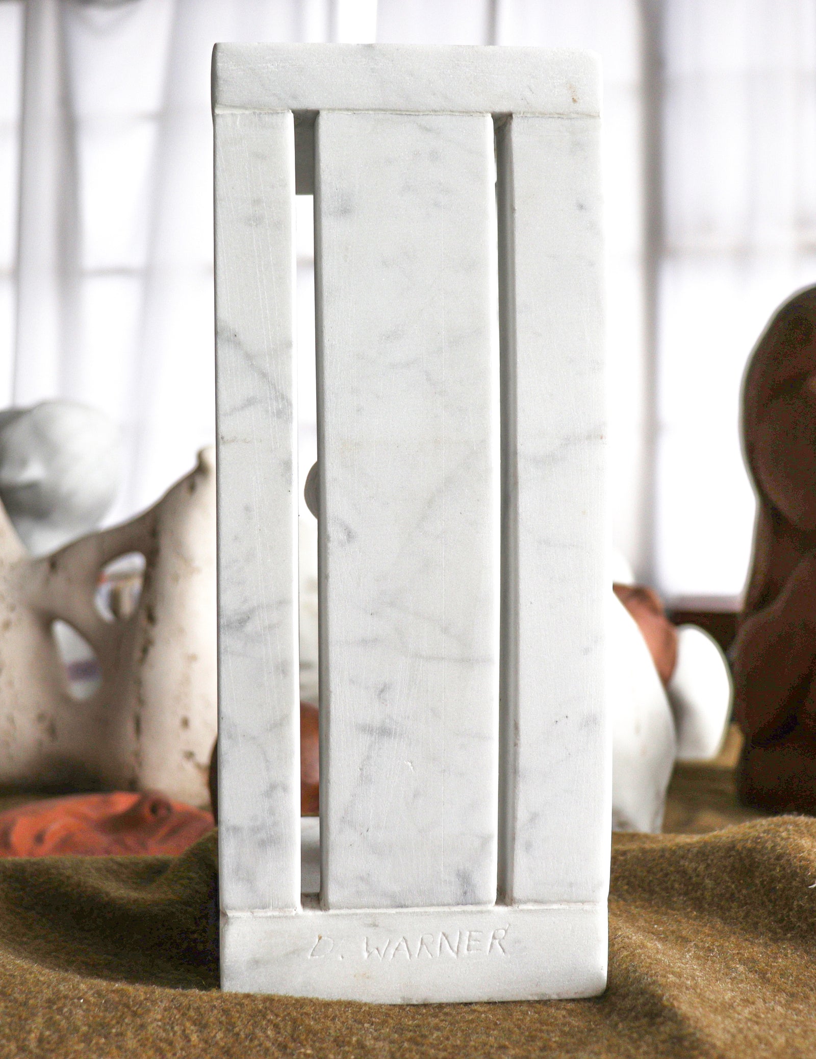 Geometric Architectural Sculpture <br>20th Century Carrara Marble<br><br>#C2866
