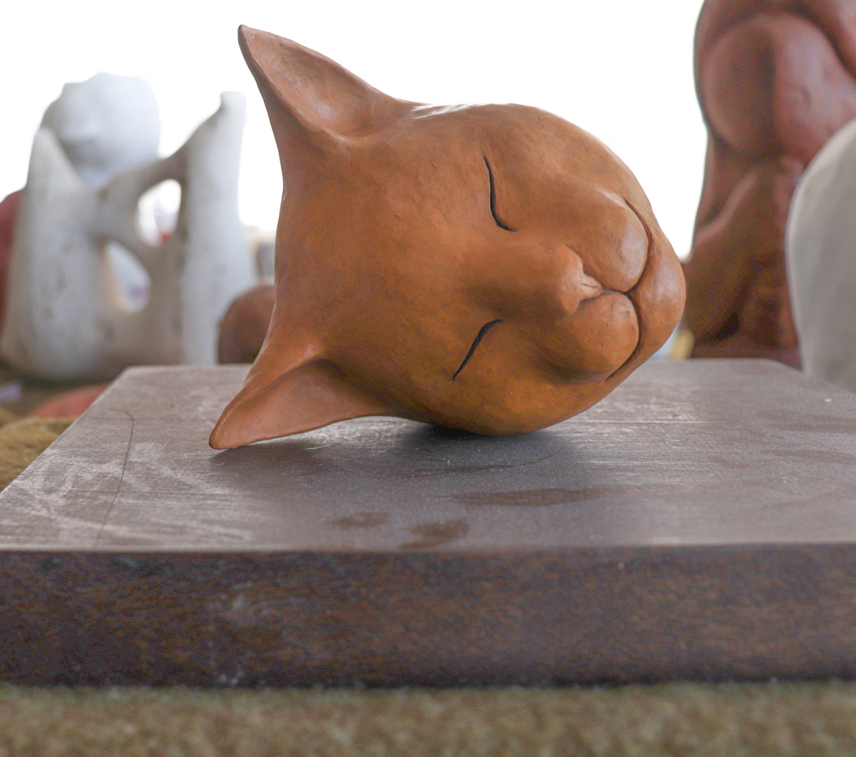 Resting Cat & Child <br>20th Century Sculpture <br><br>#C2884