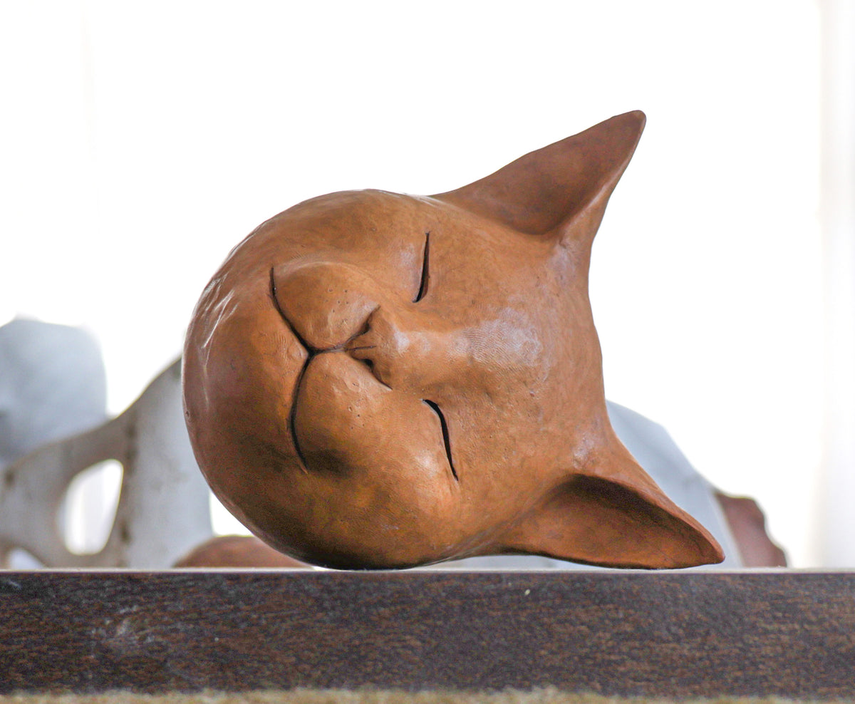 Resting Cat & Child <br>20th Century Sculpture <br><br>#C2884