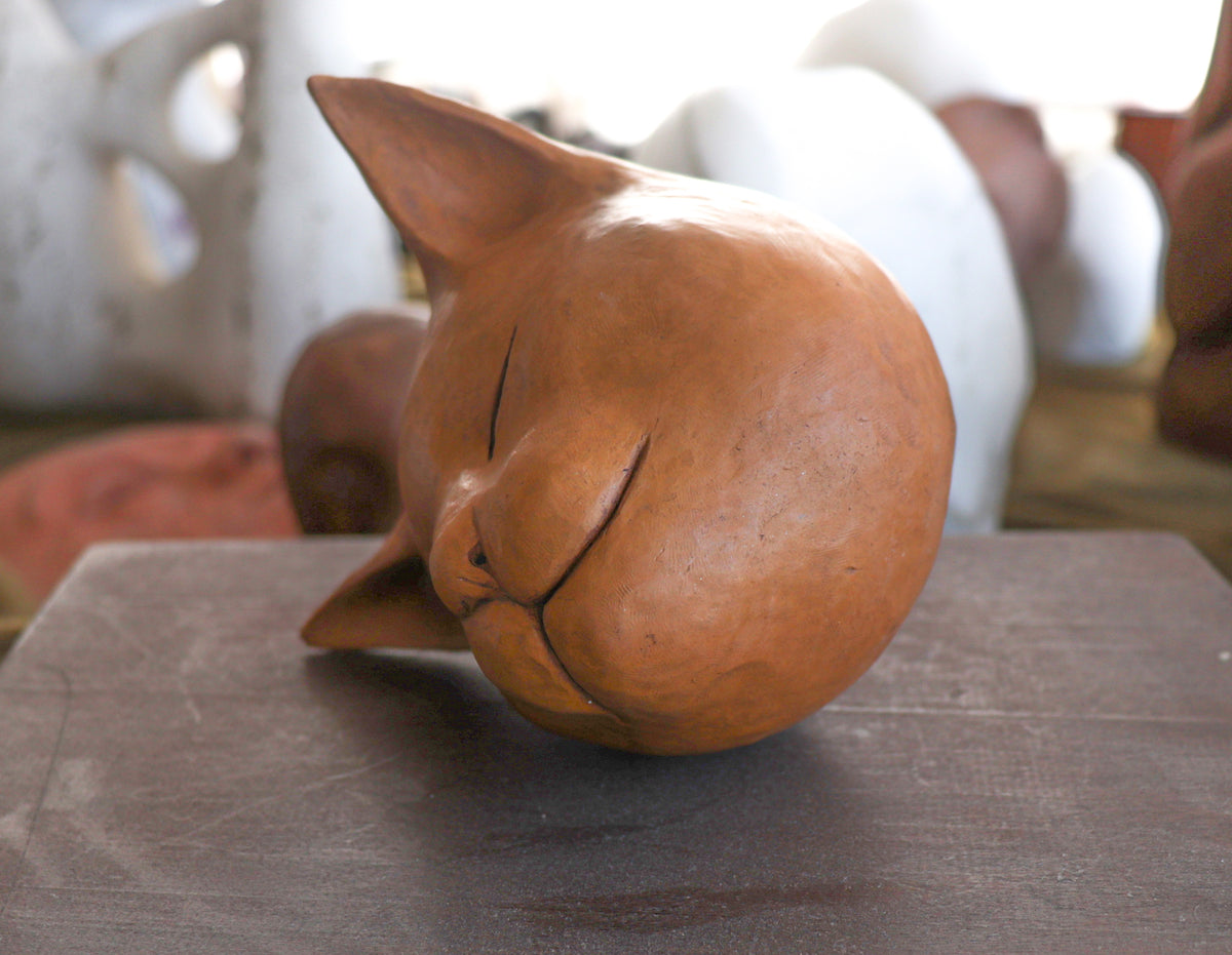 Resting Cat & Child <br>20th Century Sculpture <br><br>#C2884