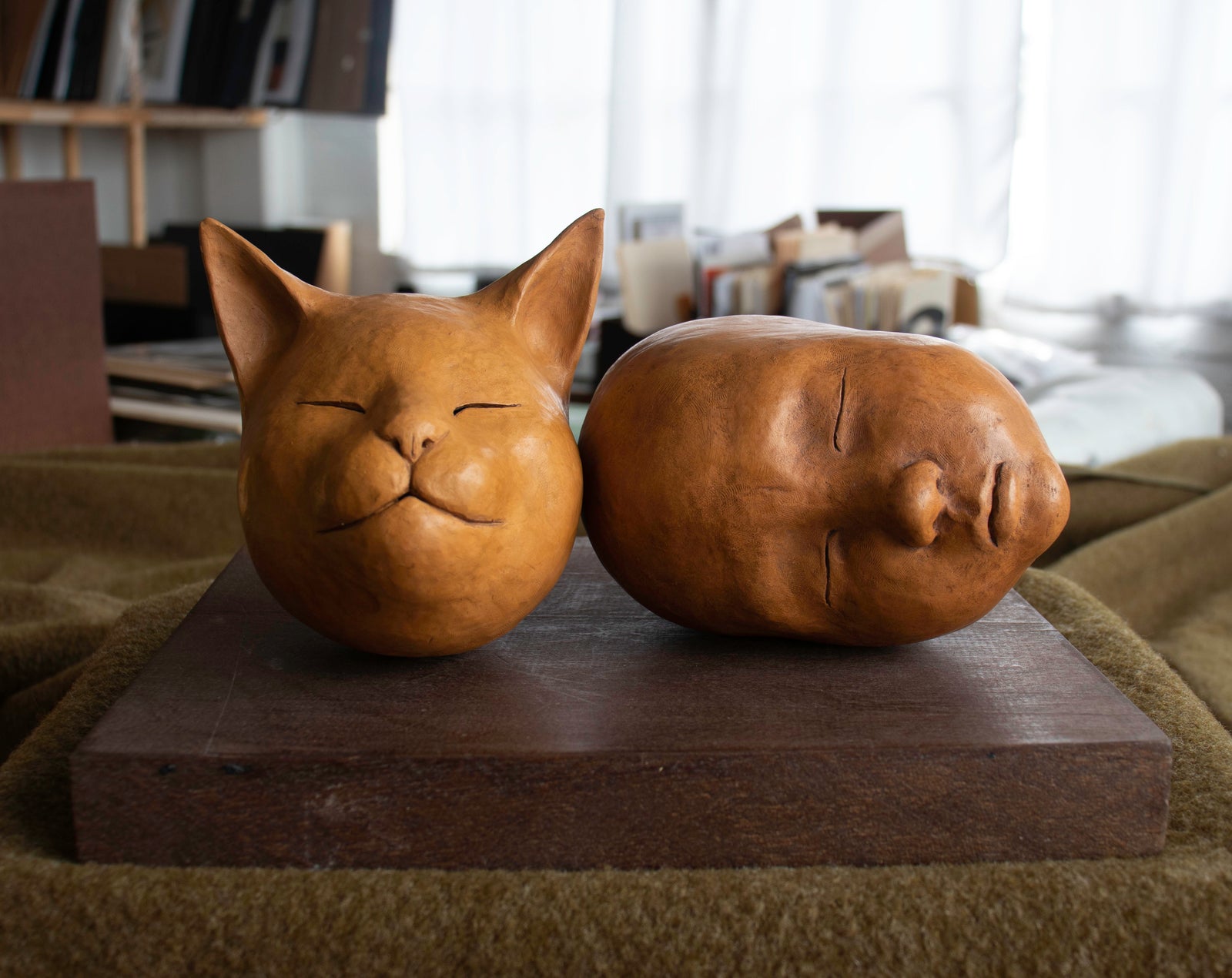 Resting Cat & Child <br>20th Century Sculpture <br><br>#C2884