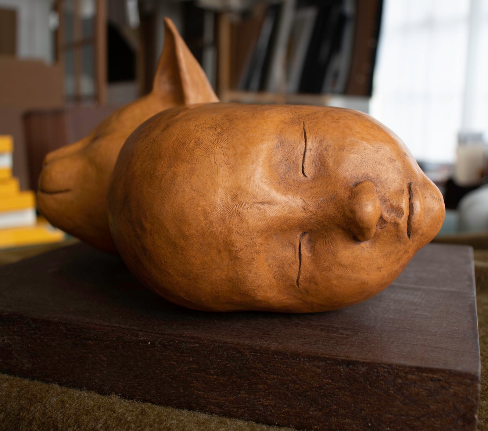 Resting Cat & Child <br>20th Century Sculpture <br><br>#C2884