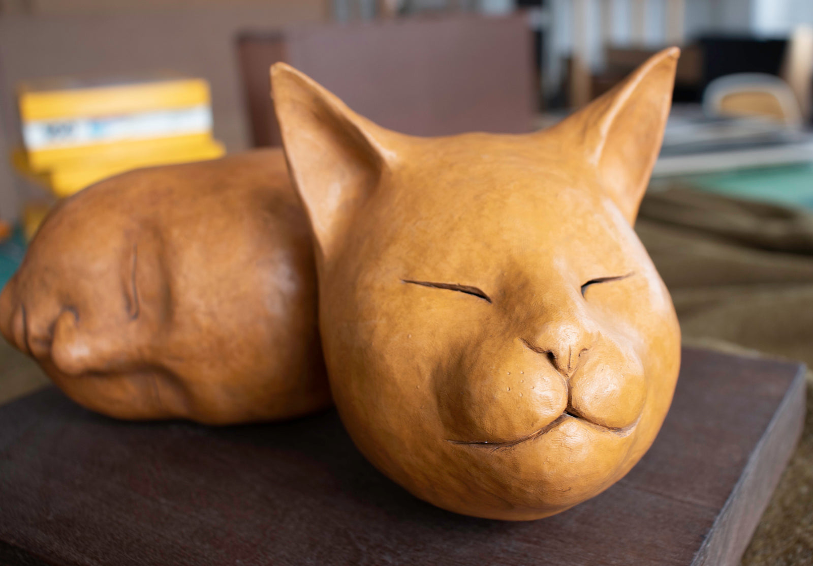 Resting Cat & Child <br>20th Century Sculpture <br><br>#C2884