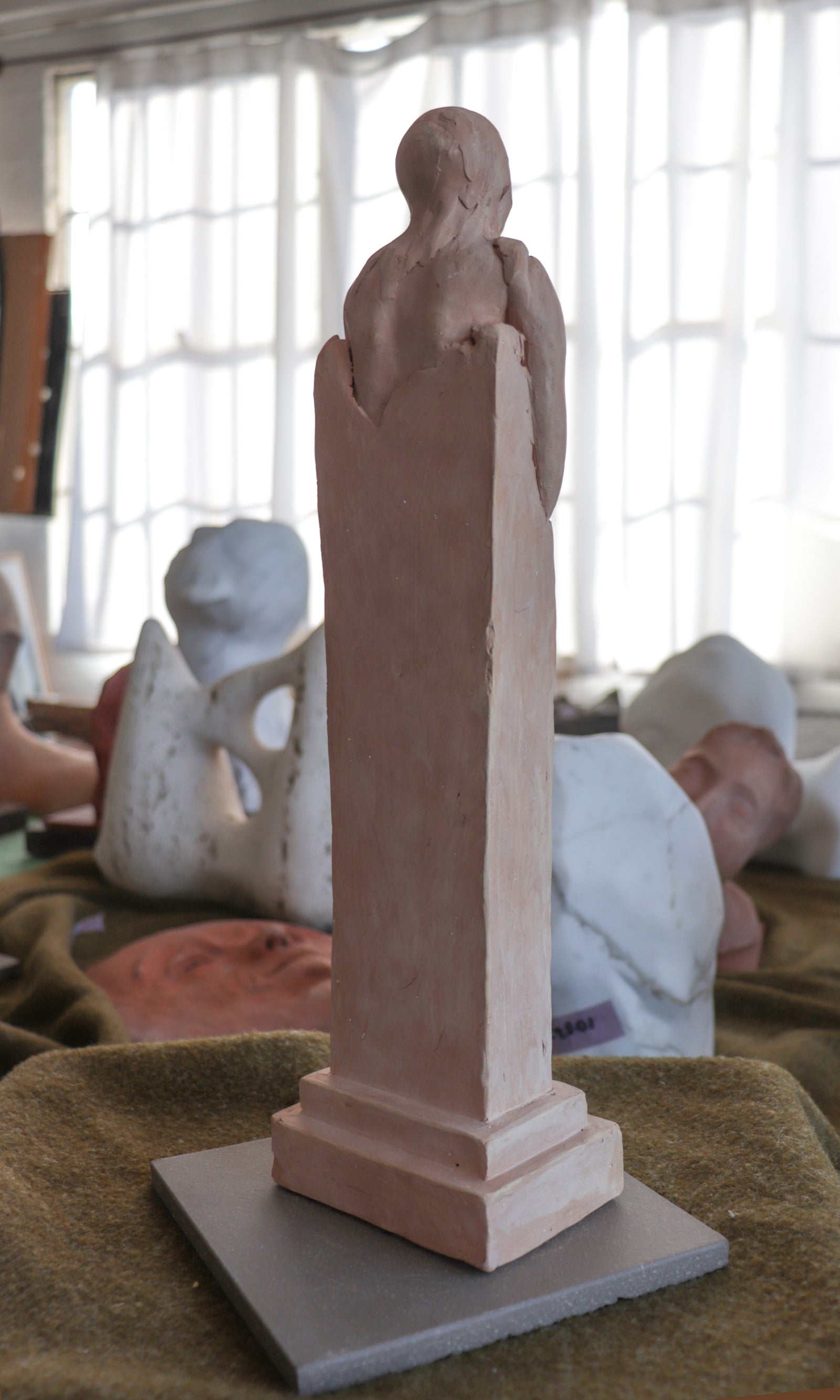 Poignant Standing Women <br> 20th Century Terracotta <br><br> #C2906