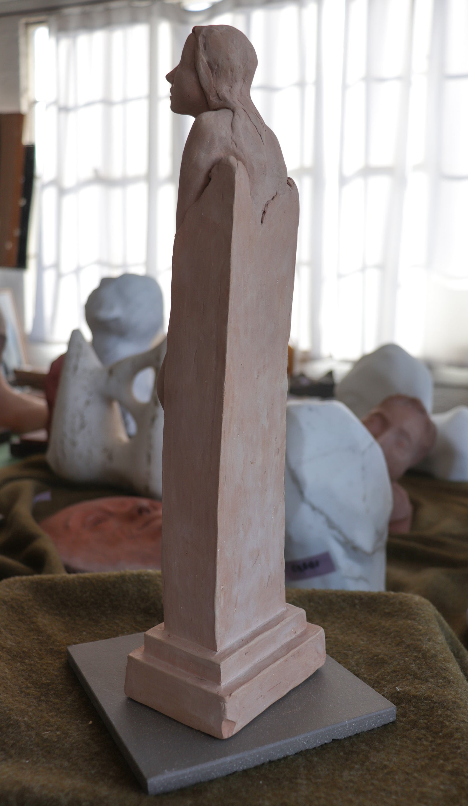 Poignant Standing Women <br> 20th Century Terracotta <br><br> #C2906