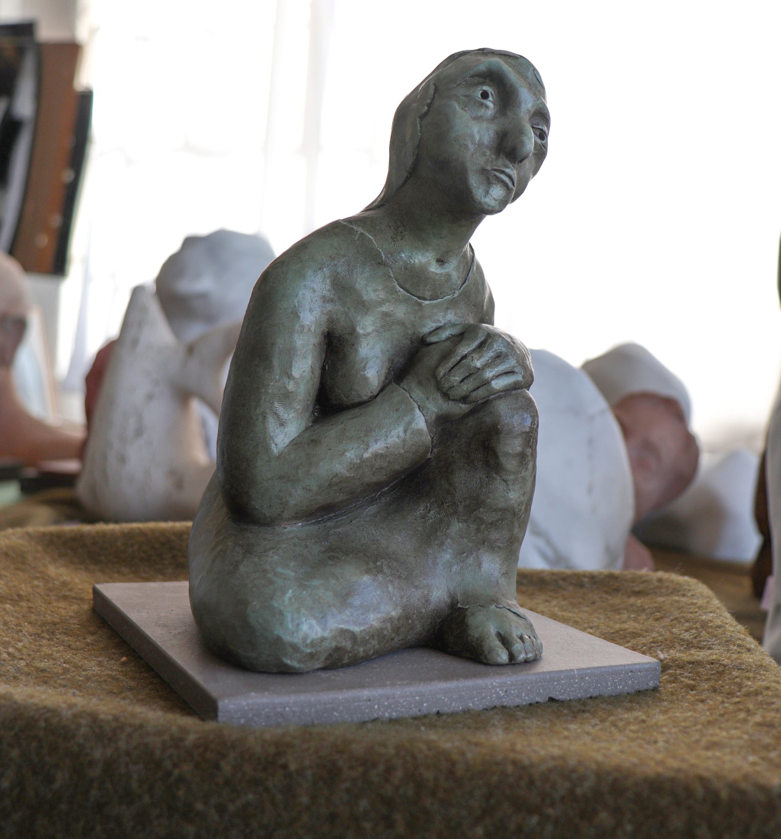 Seated Clay Figure <br>20th Century Sculpture <br><br>#C2924