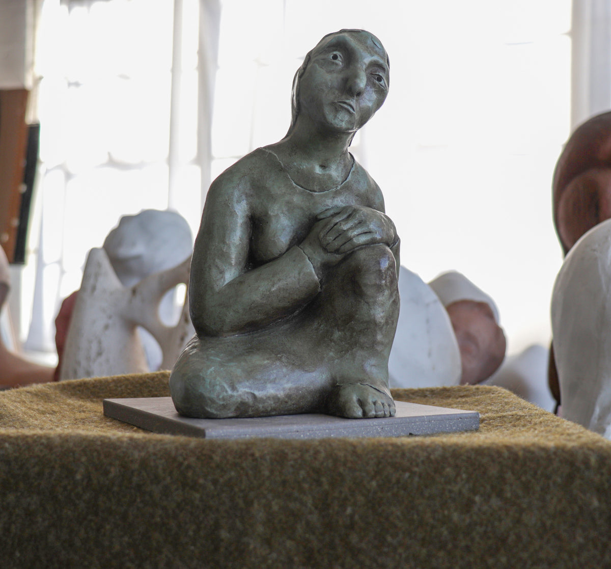 Seated Clay Figure <br>20th Century Sculpture <br><br>#C2924