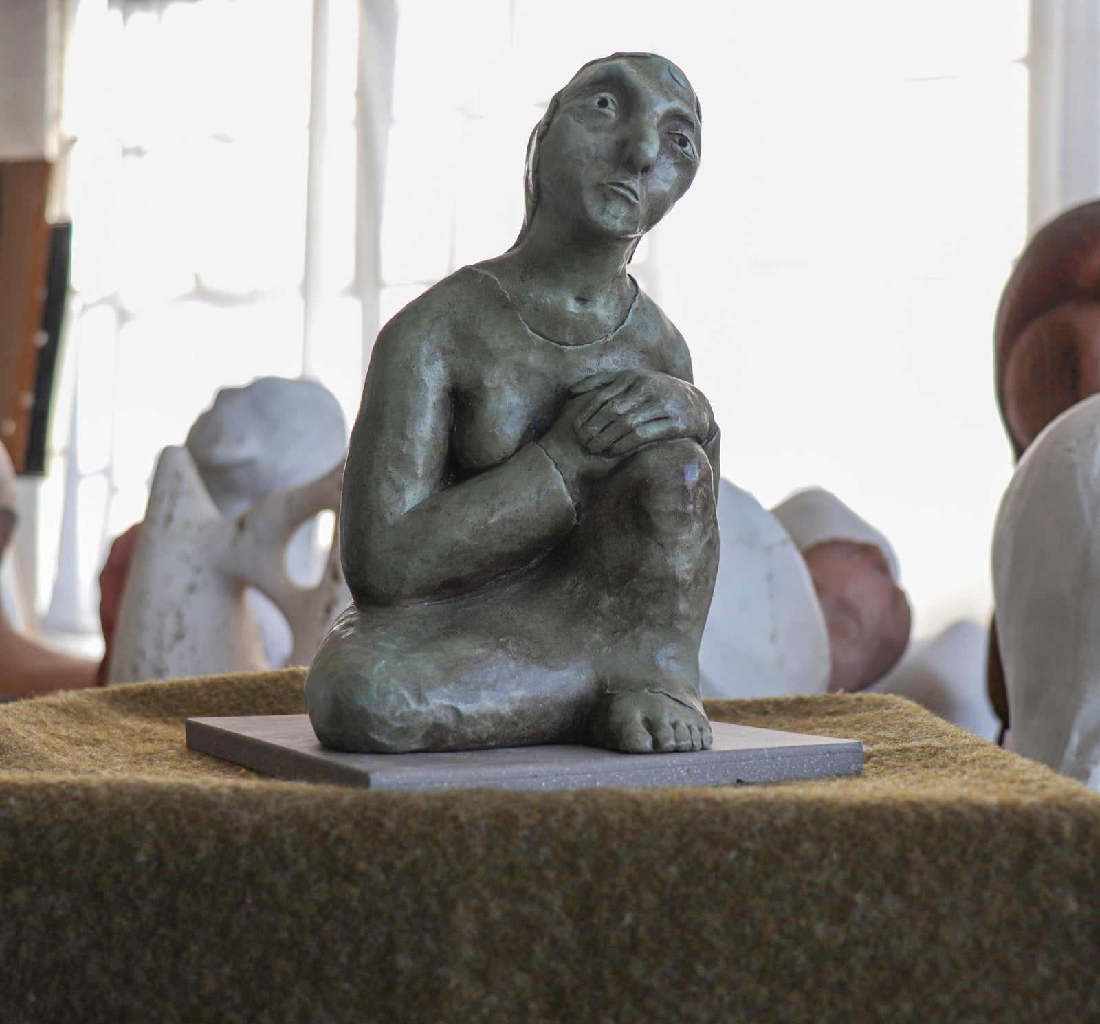 Seated Clay Figure <br>20th Century Sculpture <br><br>#C2924