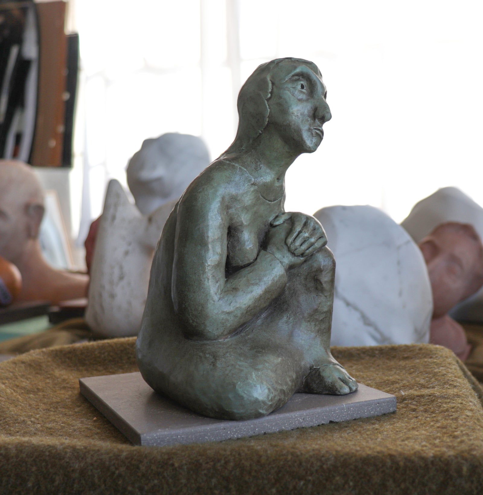 Seated Clay Figure <br>20th Century Sculpture <br><br>#C2924
