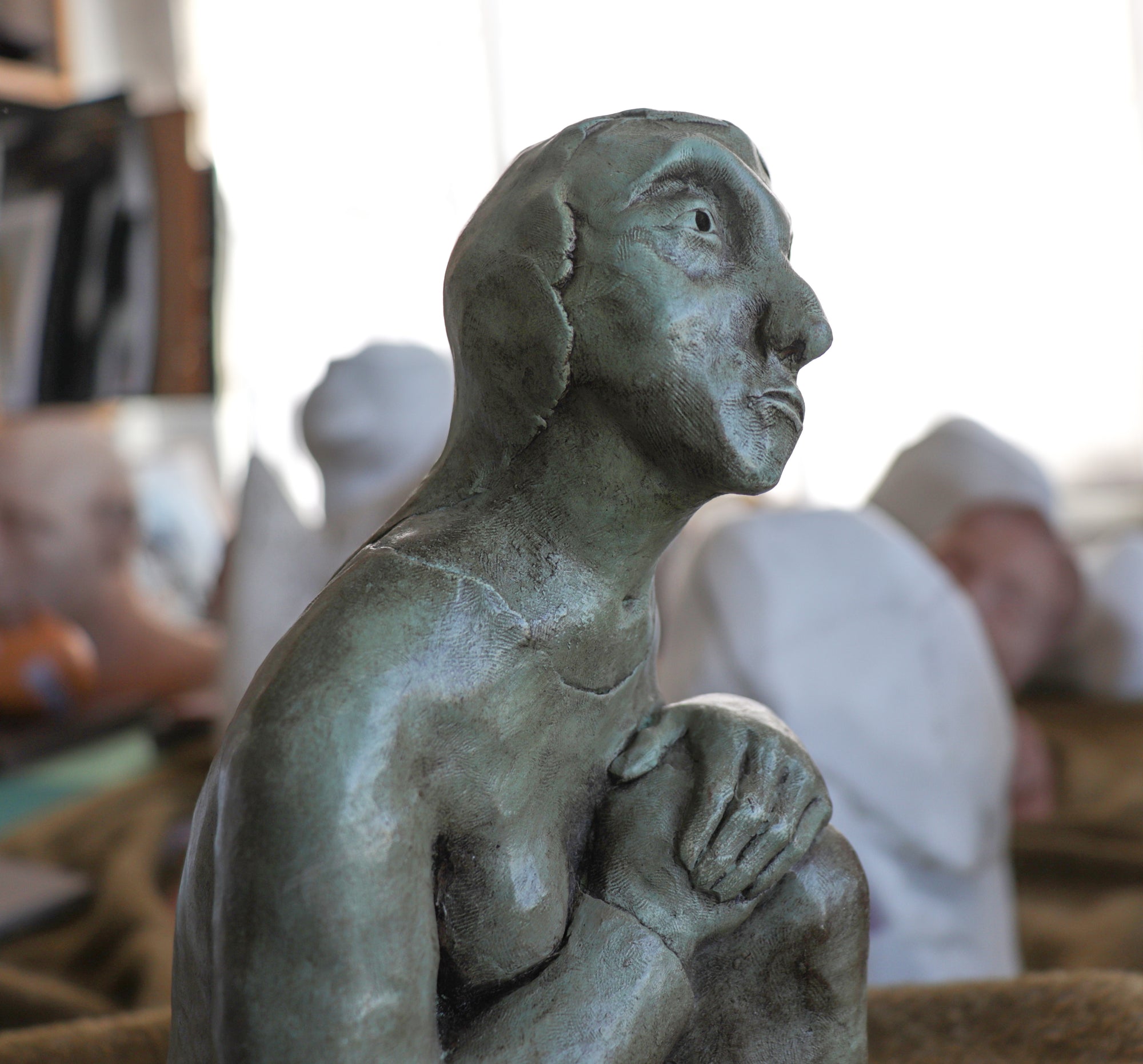 Seated Clay Figure <br>20th Century Sculpture <br><br>#C2924