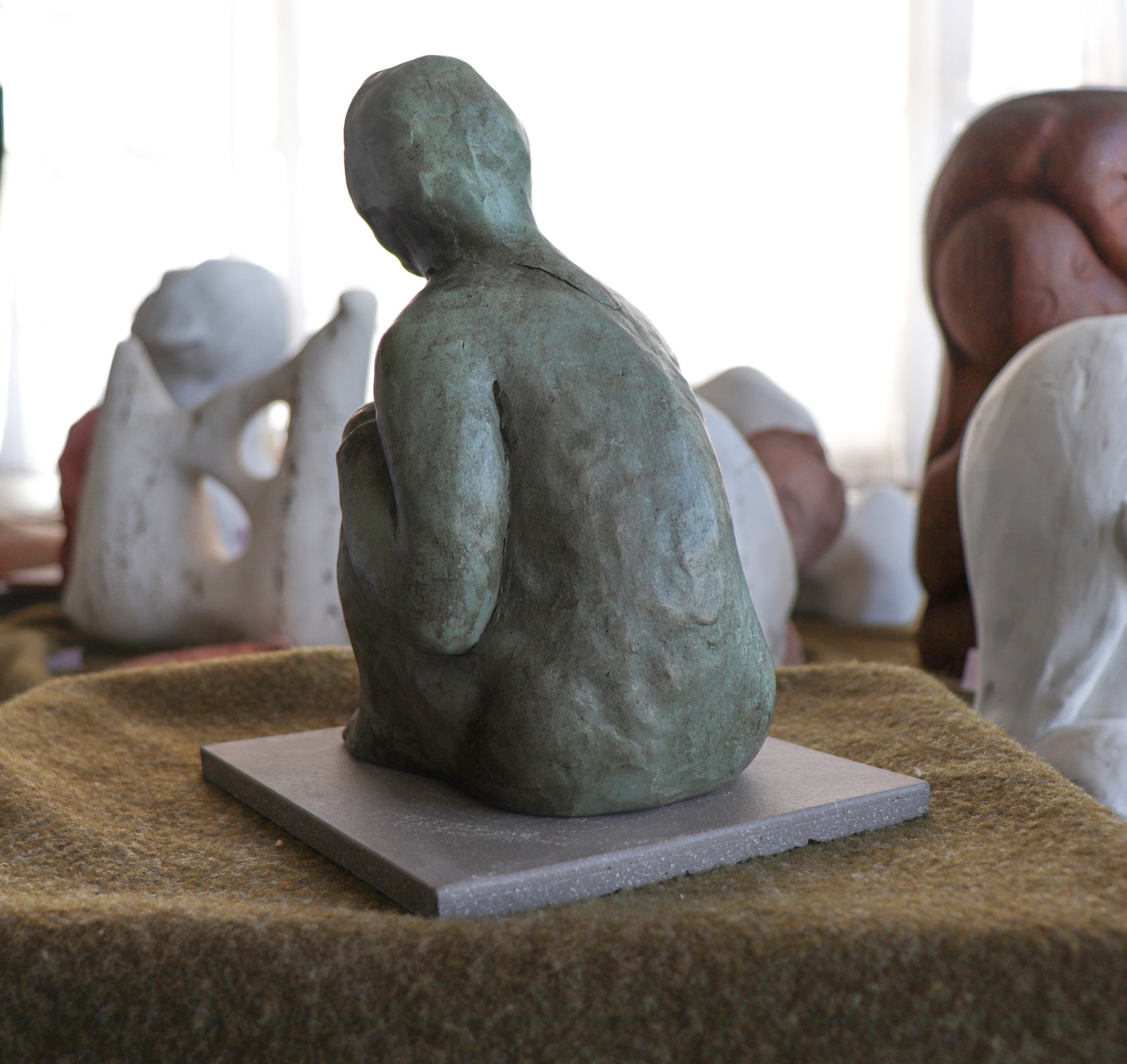 Seated Clay Figure <br>20th Century Sculpture <br><br>#C2924