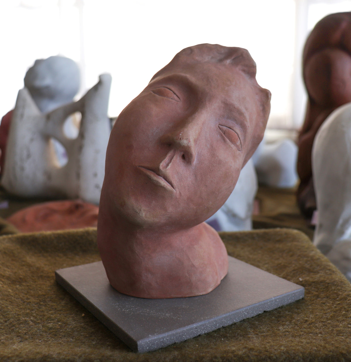Gazing Hand Carved Bust &lt;br&gt;20th Century Sculpture &lt;br&gt;&lt;br&gt;#C2930