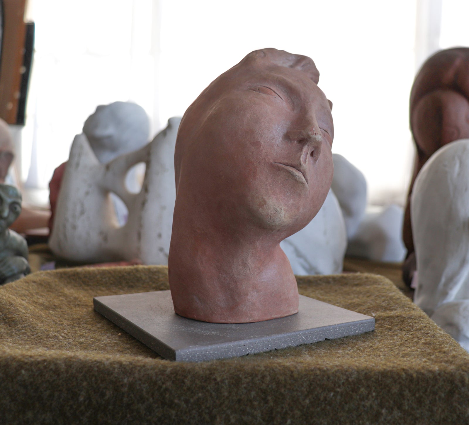 Gazing Hand Carved Bust <br>20th Century Sculpture <br><br>#C2930