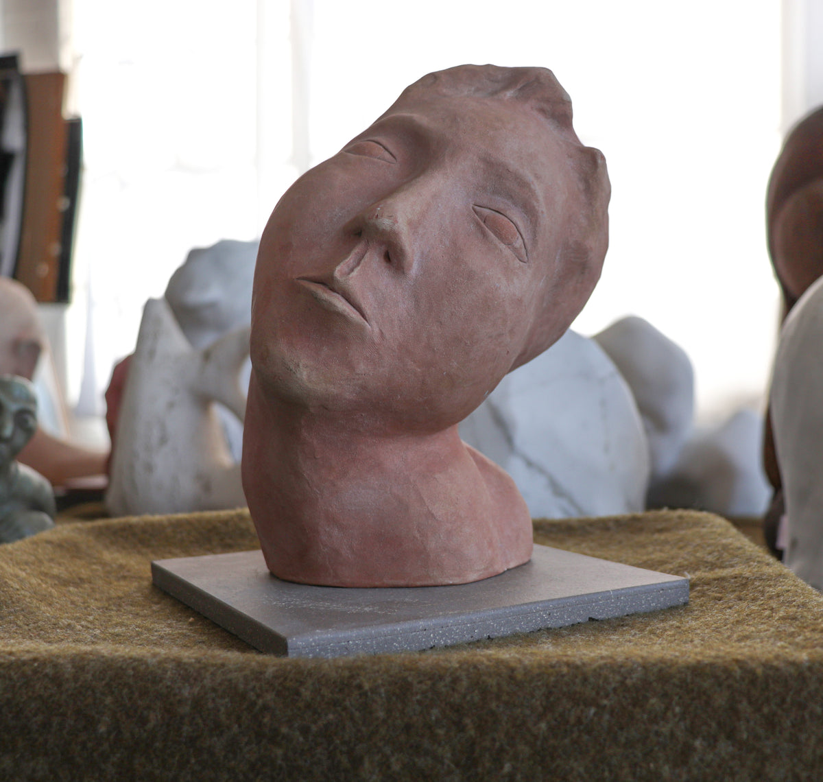 Gazing Hand Carved Bust <br>20th Century Sculpture <br><br>#C2930