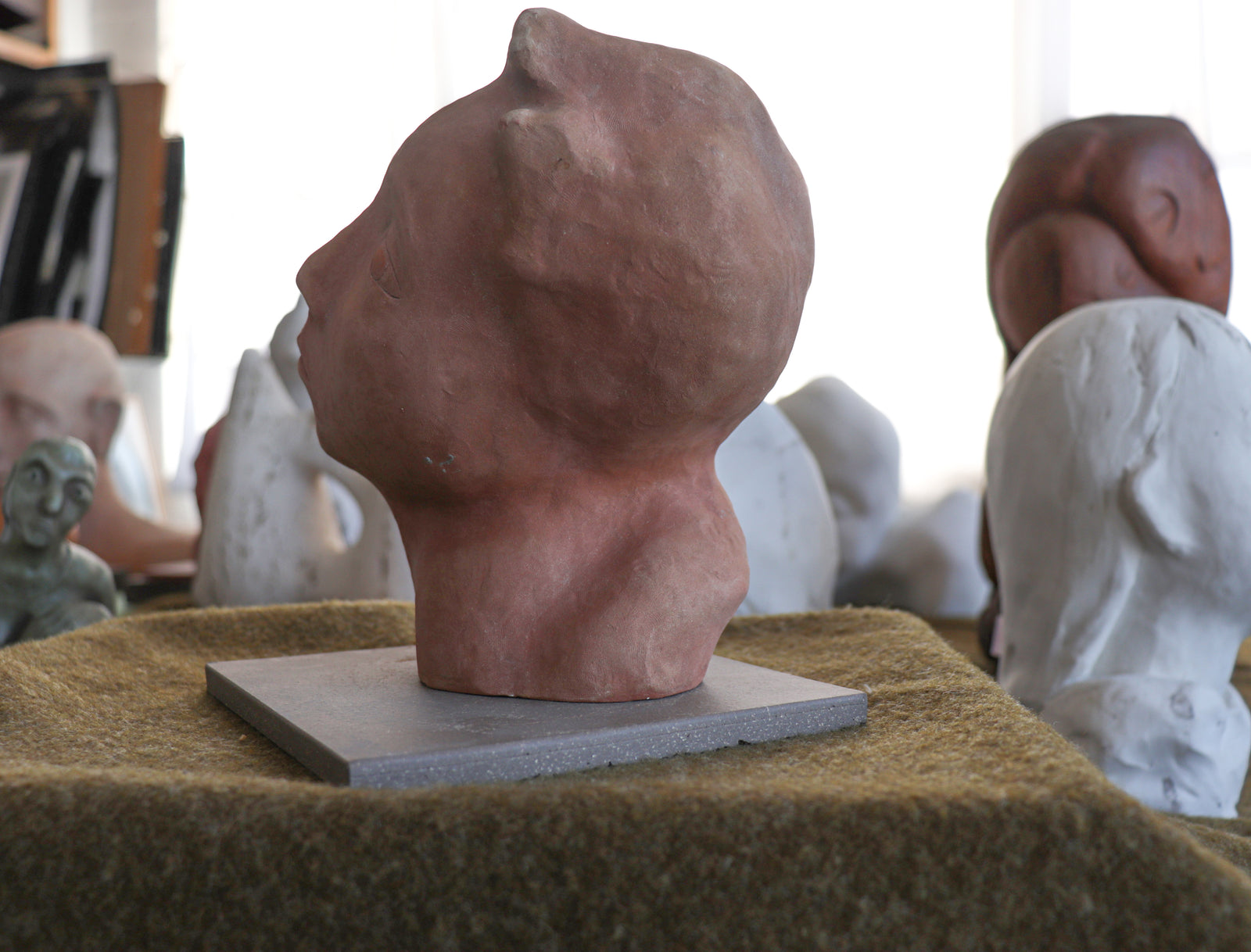 Gazing Hand Carved Bust <br>20th Century Sculpture <br><br>#C2930