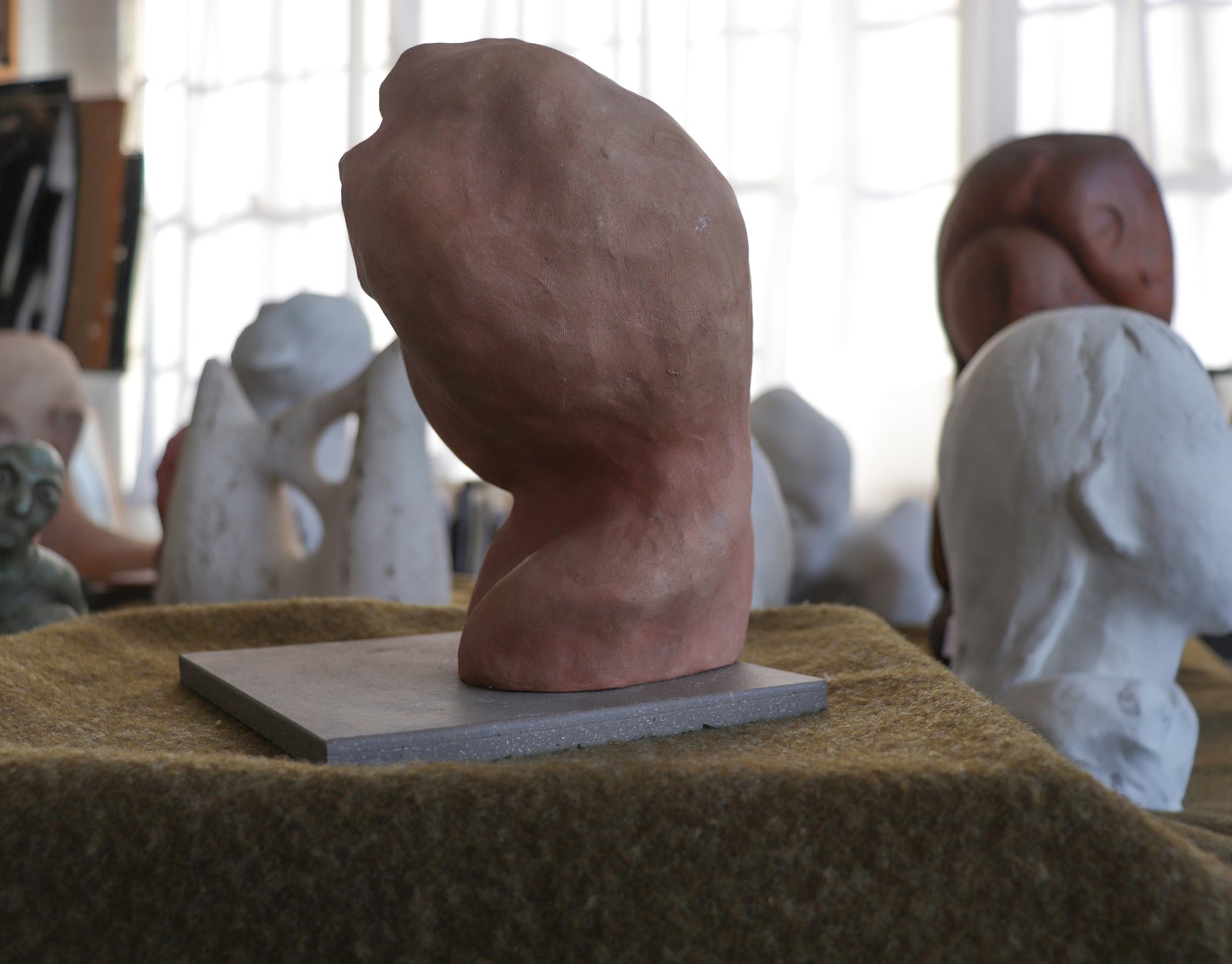 Gazing Hand Carved Bust <br>20th Century Sculpture <br><br>#C2930