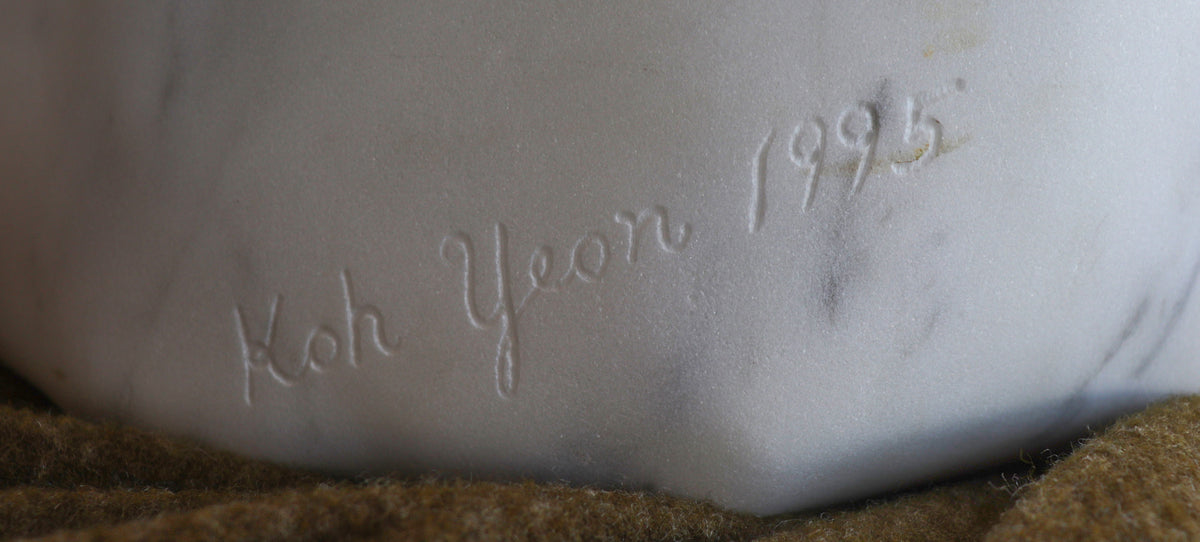 Contemplative Woman <br>20th Century Carrara Marble Sculpture<br><br>#C2944