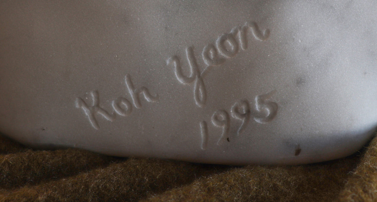 Woman in Thought <br>1995 Carrara Marble Sculpture <br><br>#C2948