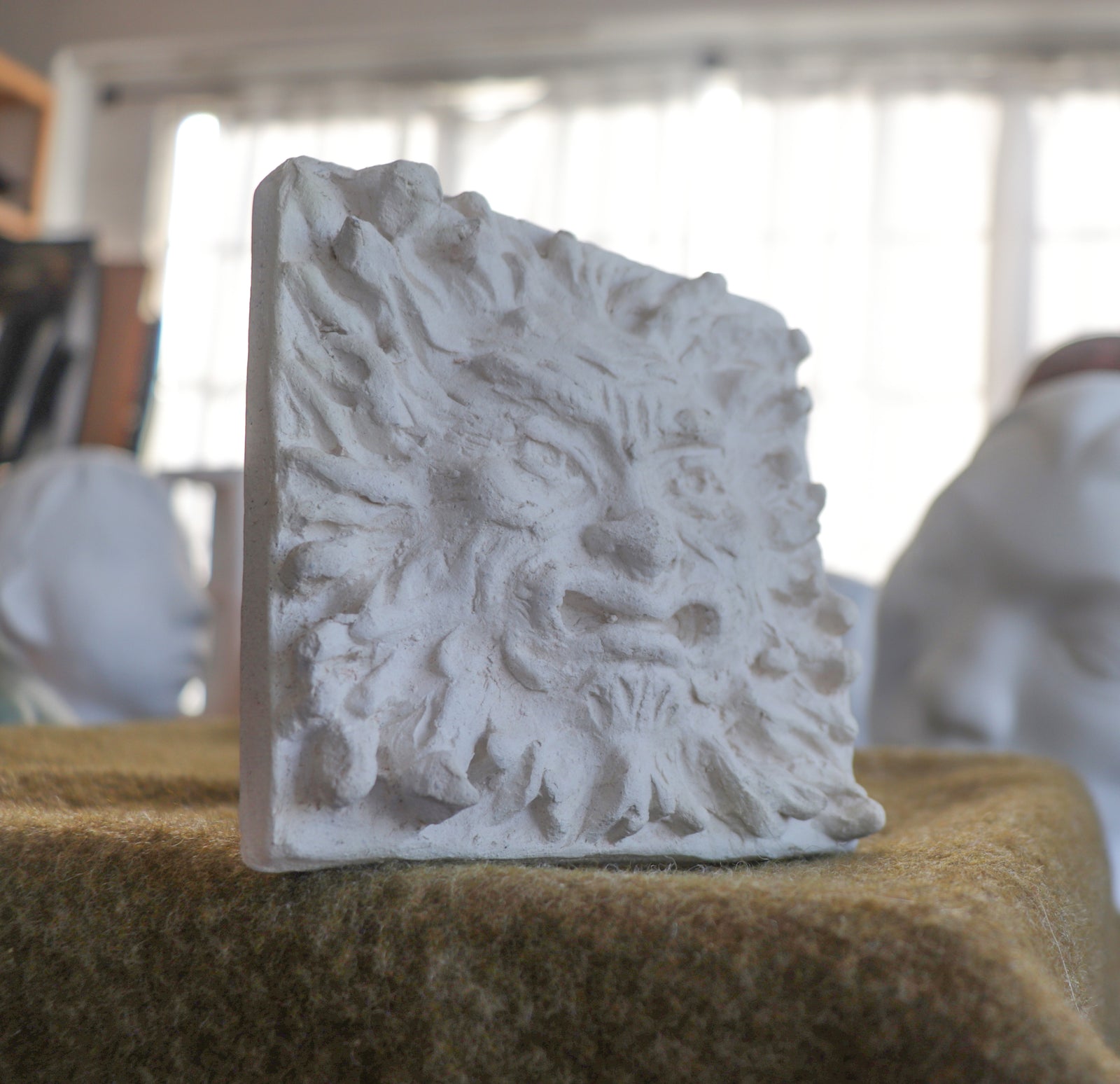 Grinning Sun <br>Late 20th Century Clay Tile <br><br>#C2957