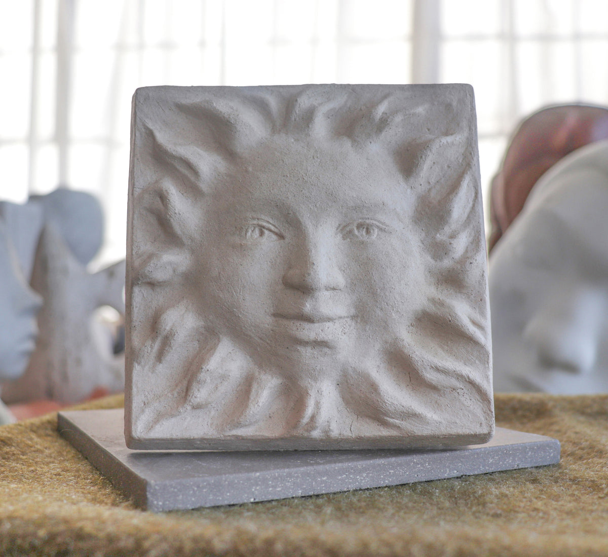 Smiling Sun Tile&lt;br&gt;20th Century Sculpture&lt;br&gt;&lt;br&gt;#C2966