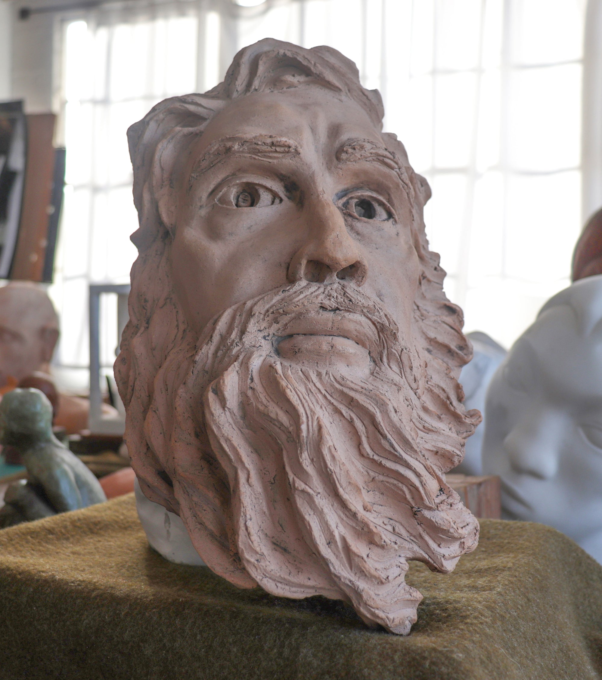 Bearded Man <br>20th Century Clay Sculpture <br><br>#C2975