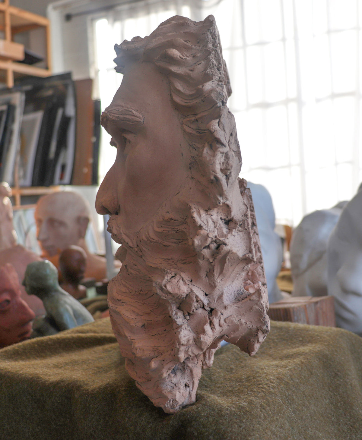 Bearded Man <br>20th Century Clay Sculpture <br><br>#C2975