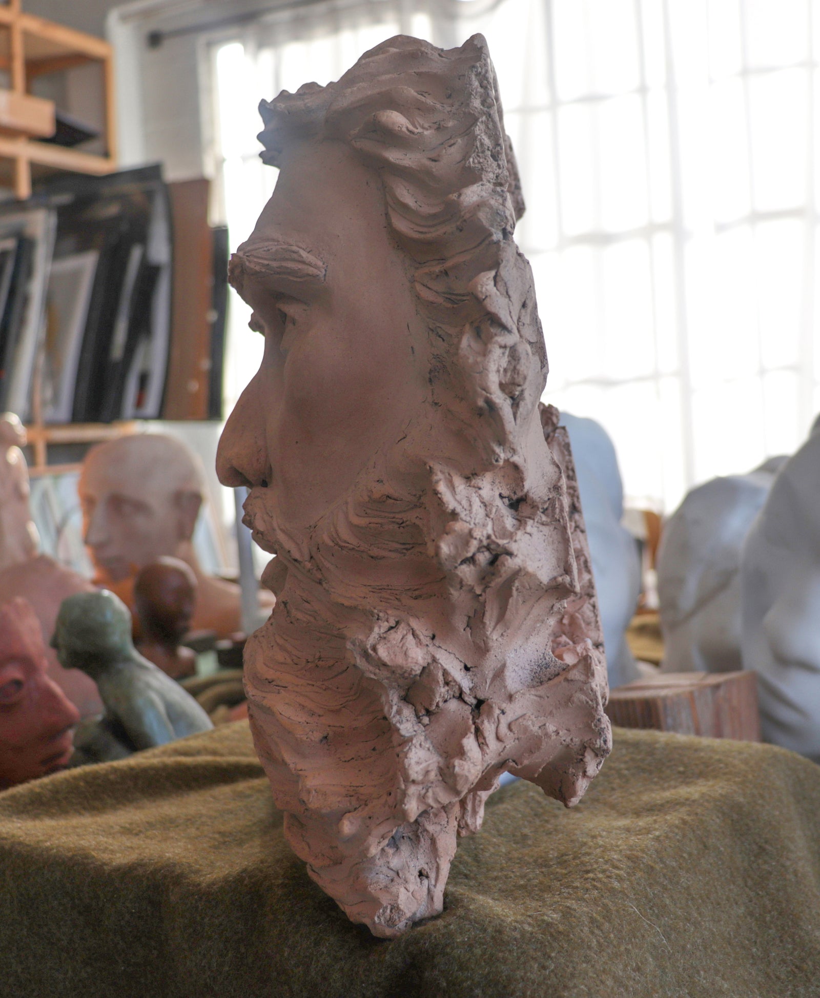 Bearded Man <br>20th Century Clay Sculpture <br><br>#C2975