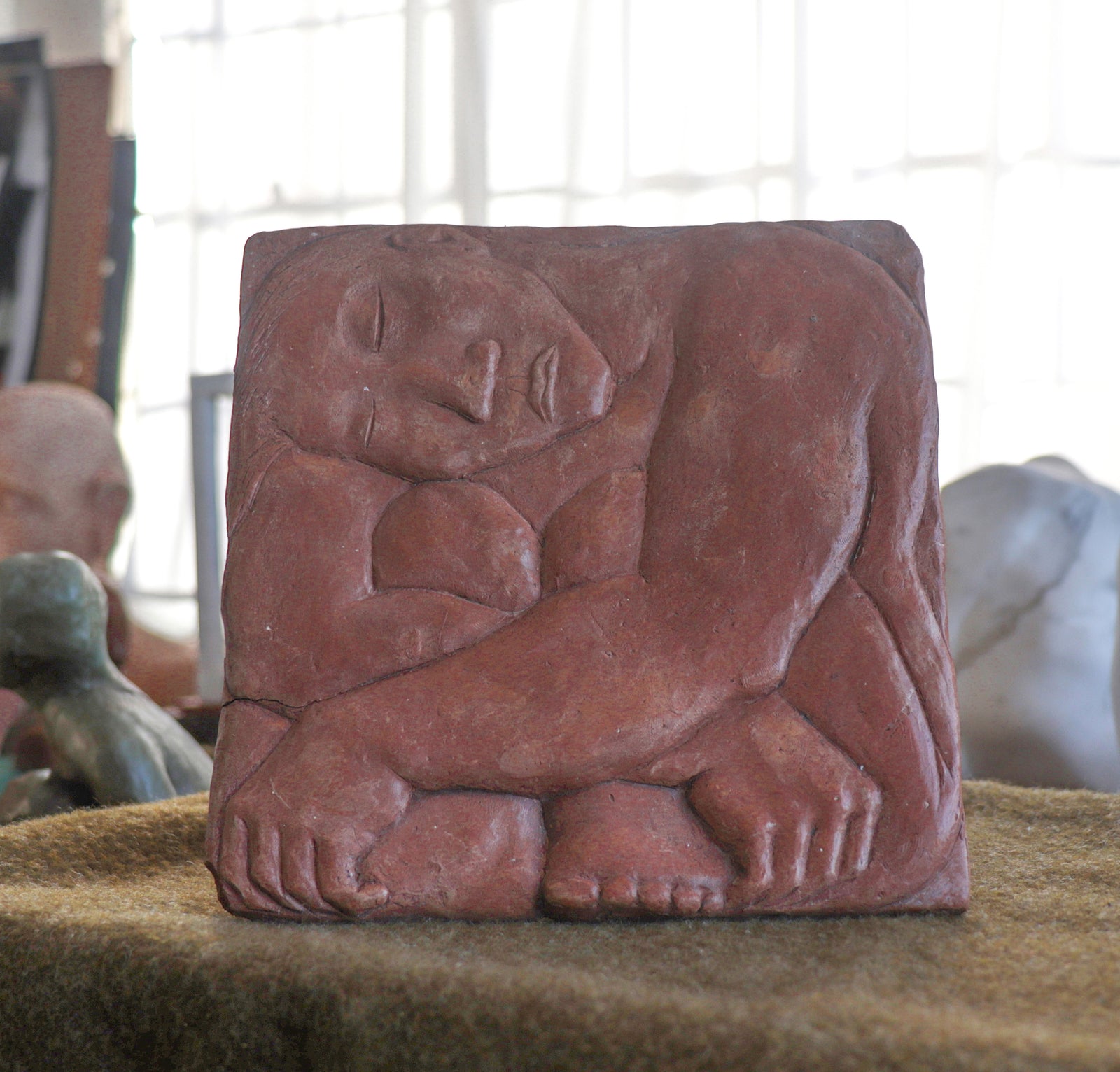 Curled Resting Figure <br>20th Century Clay Tile<br><br>#C2981