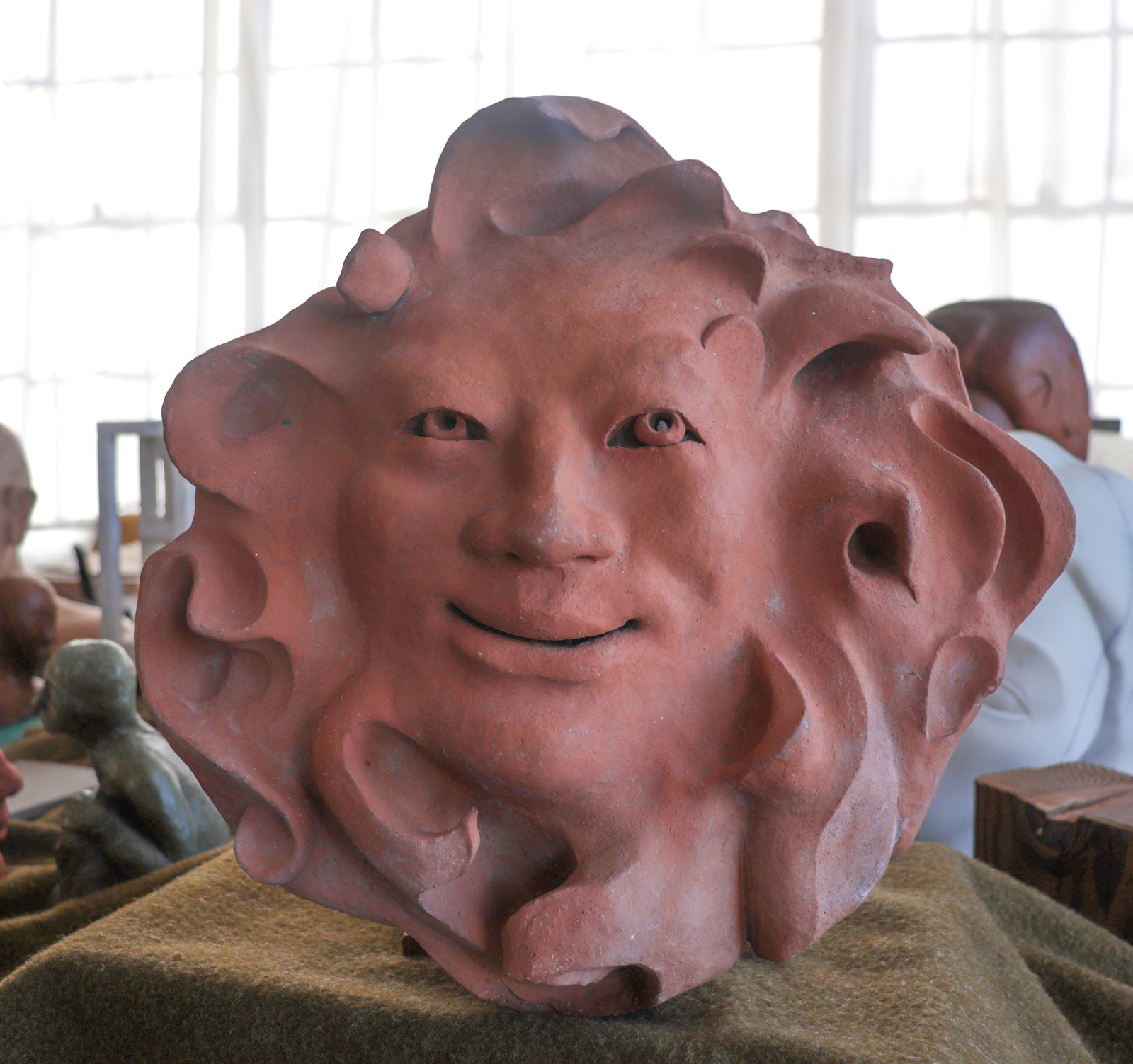 Jovial Sun Relief <br>Late 20th Century Terracotta Sculpture <br><br>#C2990