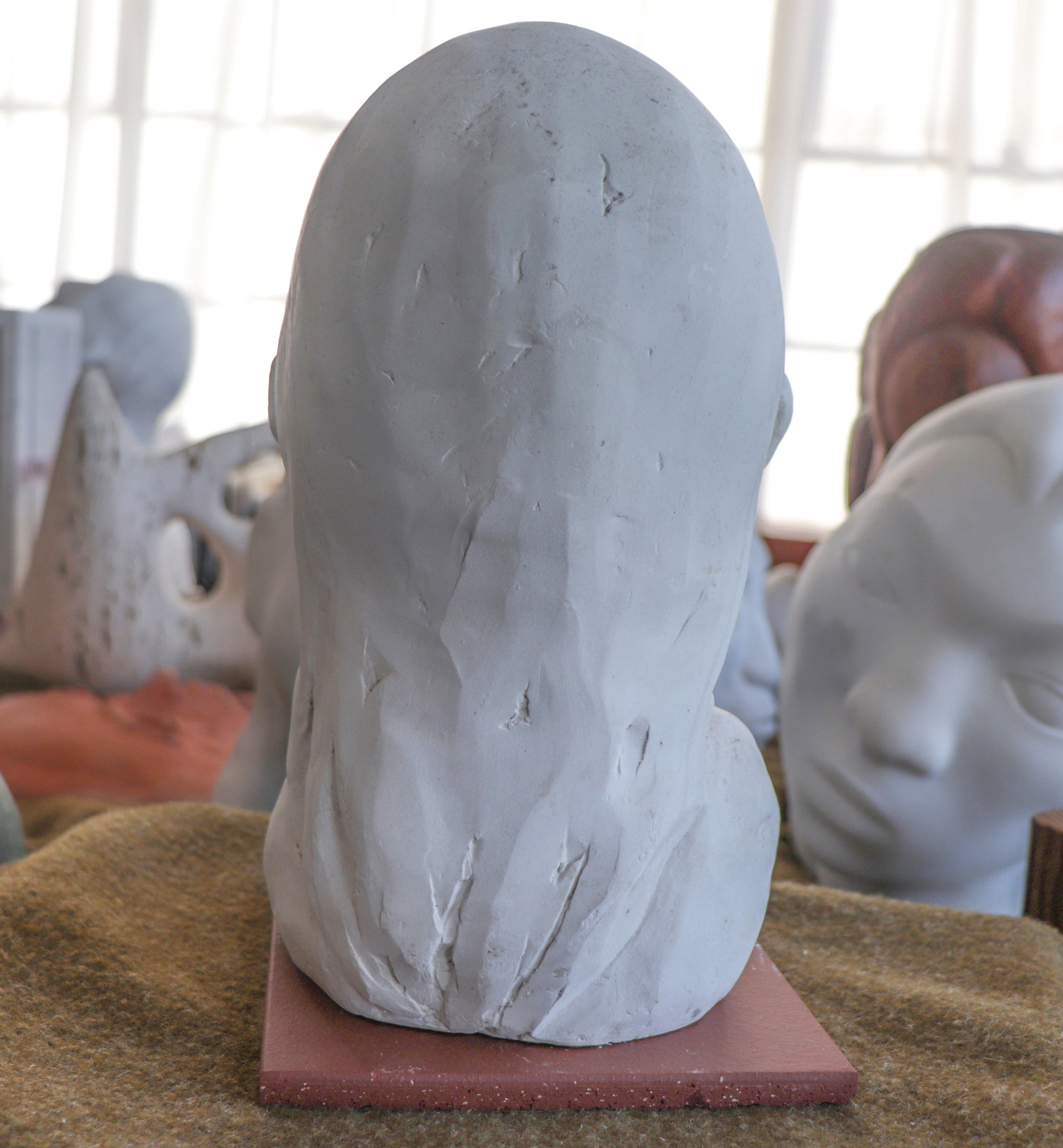 Contemplative Carved Bust <br>Late 20th Century Plaster Sculpture <br><br>#C2994
