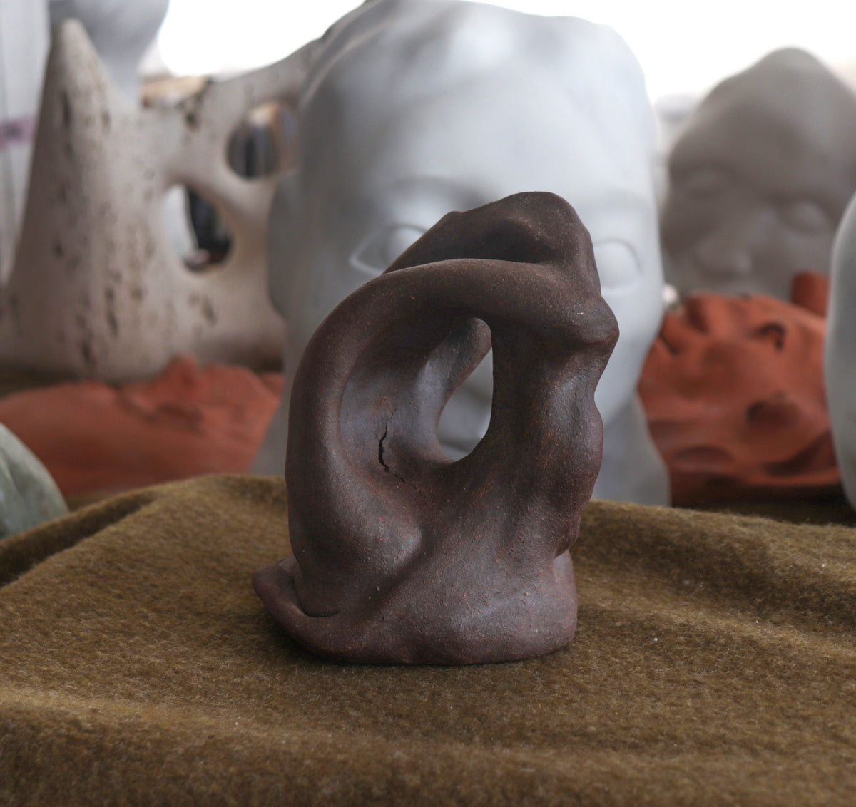 Flowing Organic Form &lt;br&gt;1979 Clay Sculpture &lt;br&gt;&lt;br&gt;#C3000