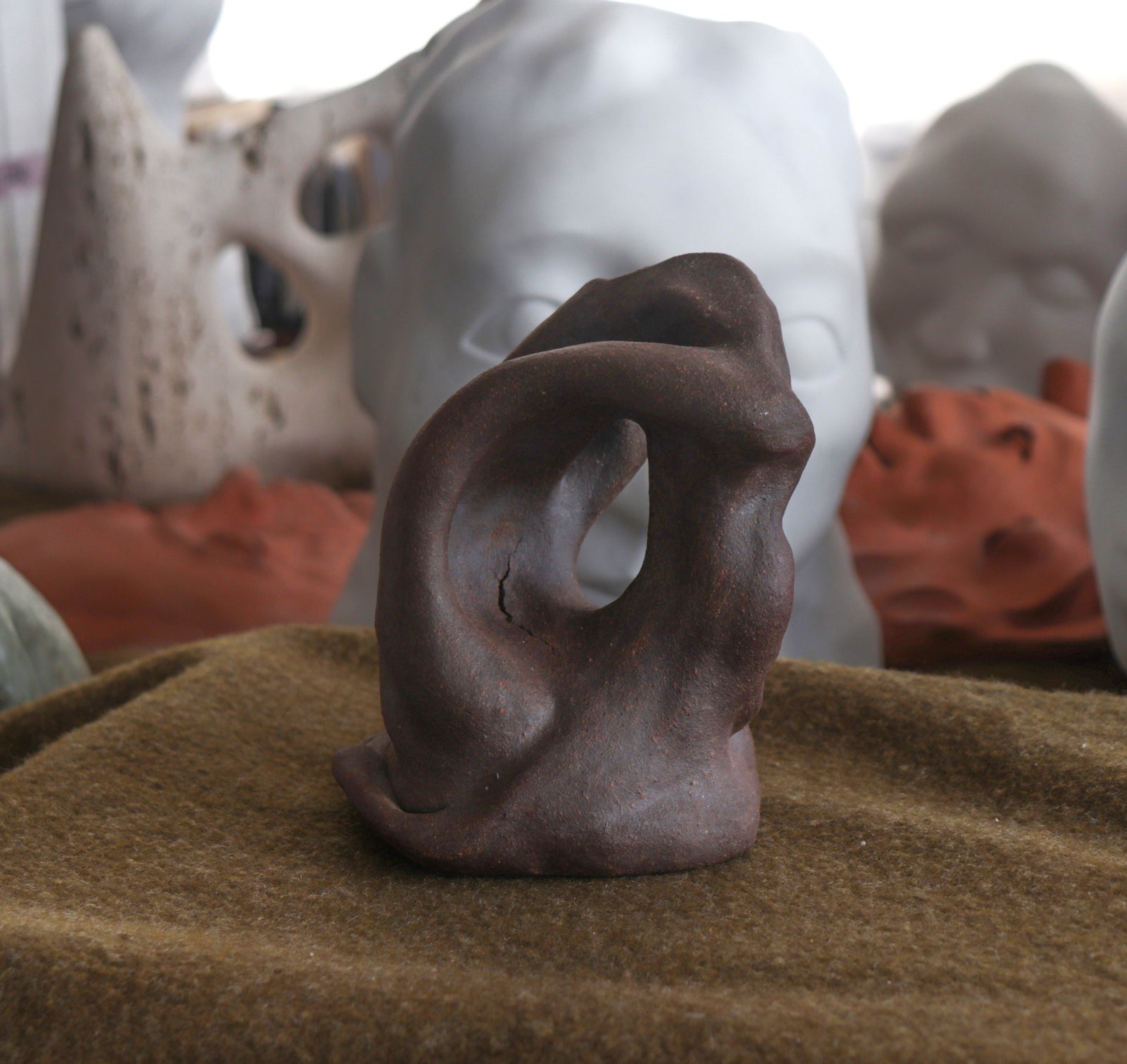 Flowing Organic Form <br>1979 Clay Sculpture <br><br>#C3000