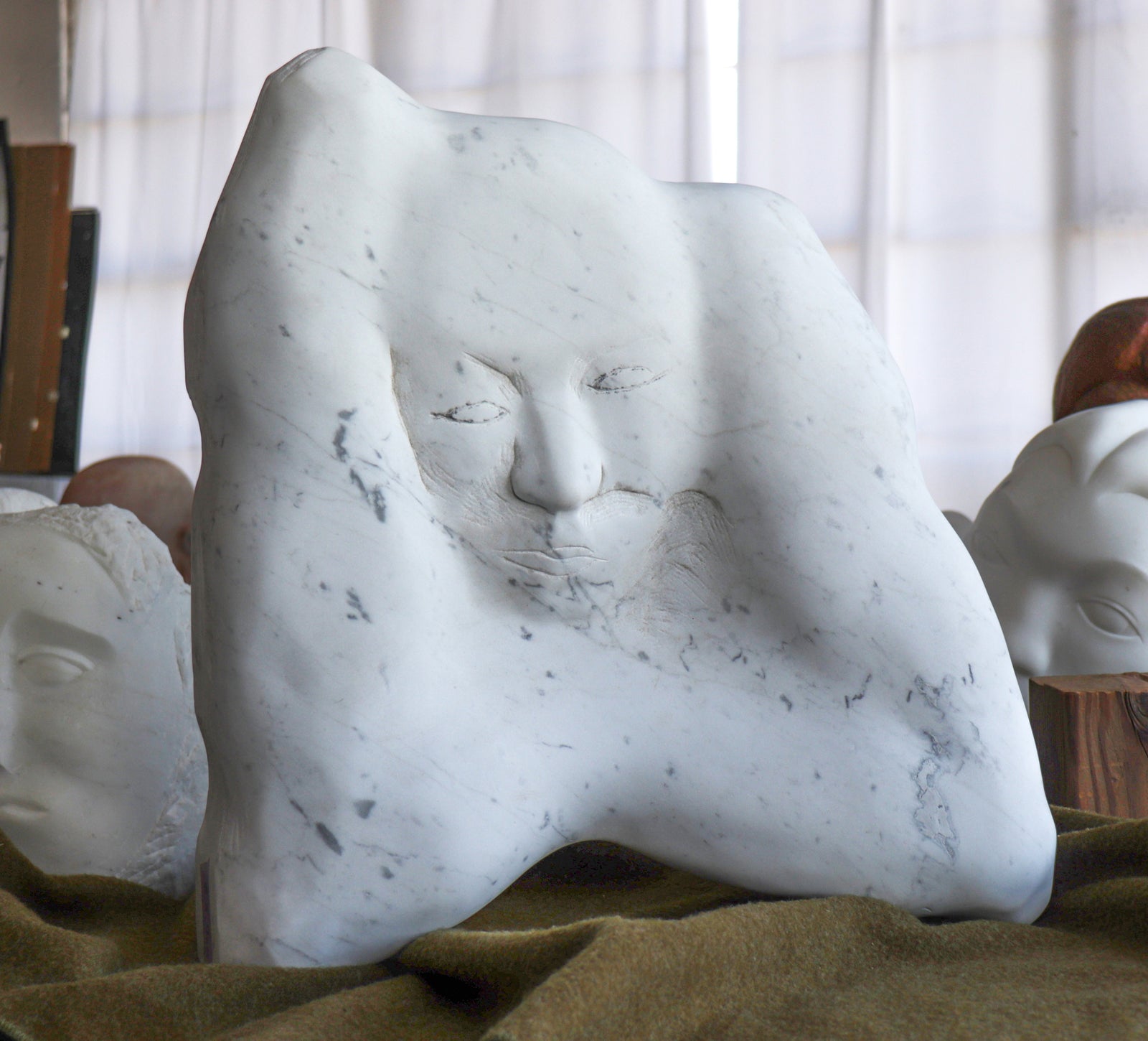 Emerging Abstracted Figure <br>Late 20th Century Carrara Marble Sculpture <br><br>#C3003