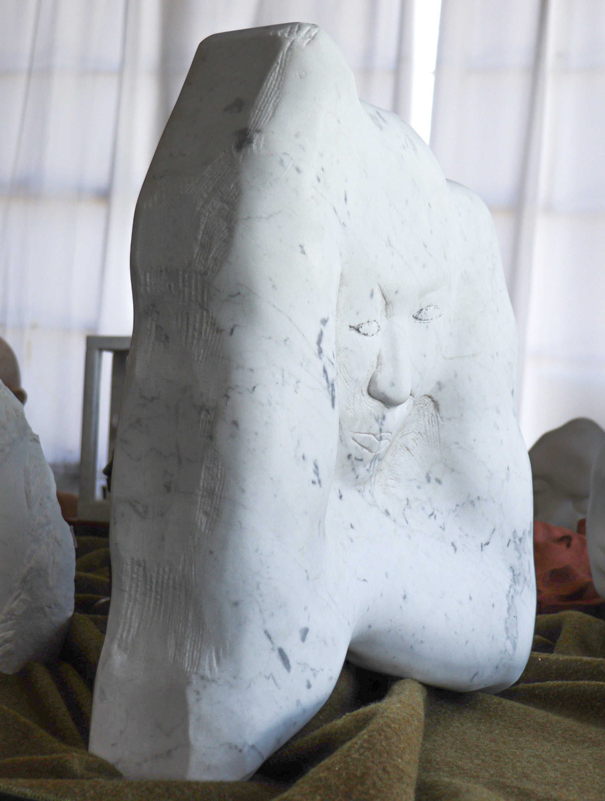 Emerging Abstracted Figure <br>Late 20th Century Carrara Marble Sculpture <br><br>#C3003