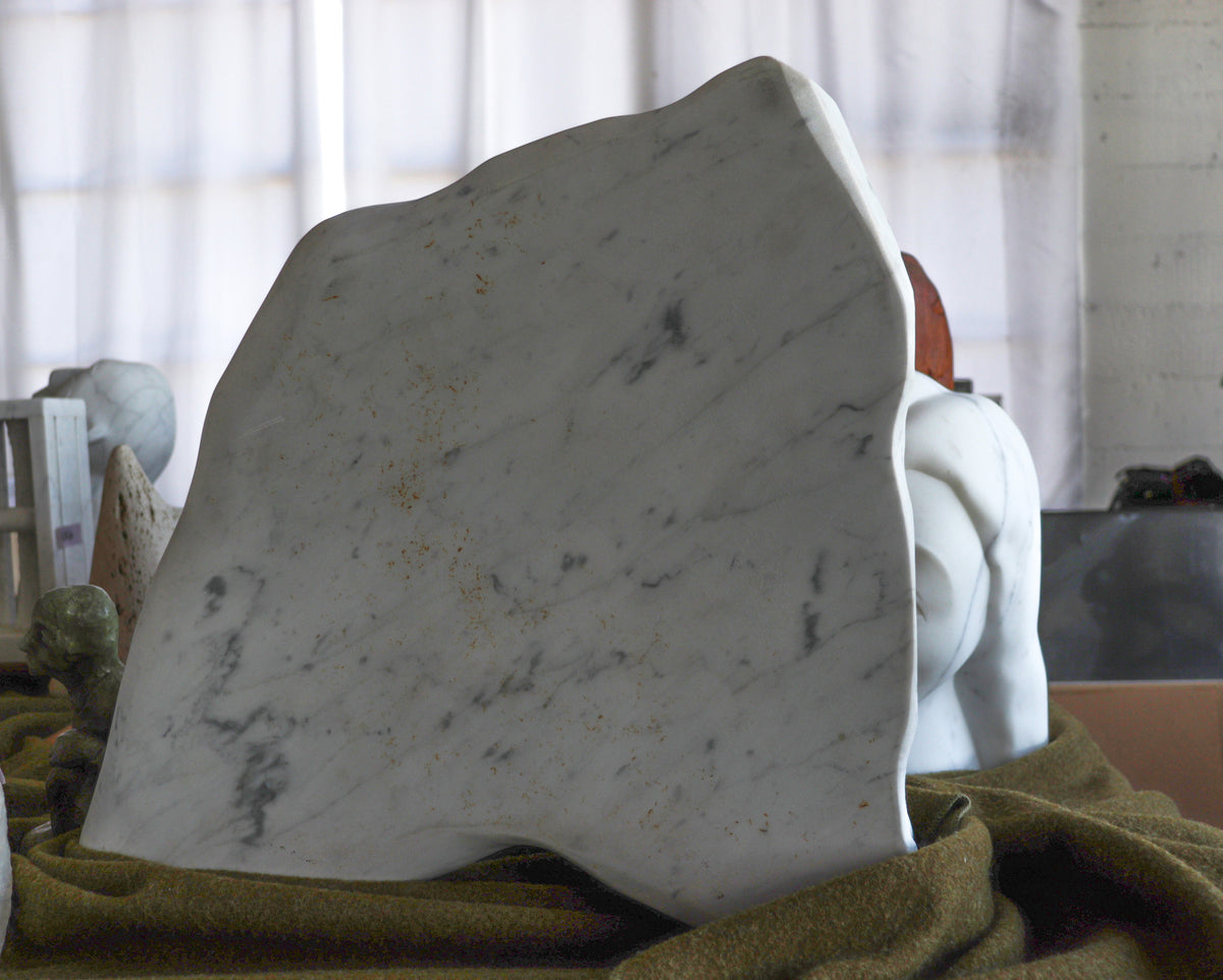 Emerging Abstracted Figure <br>Late 20th Century Carrara Marble Sculpture <br><br>#C3003