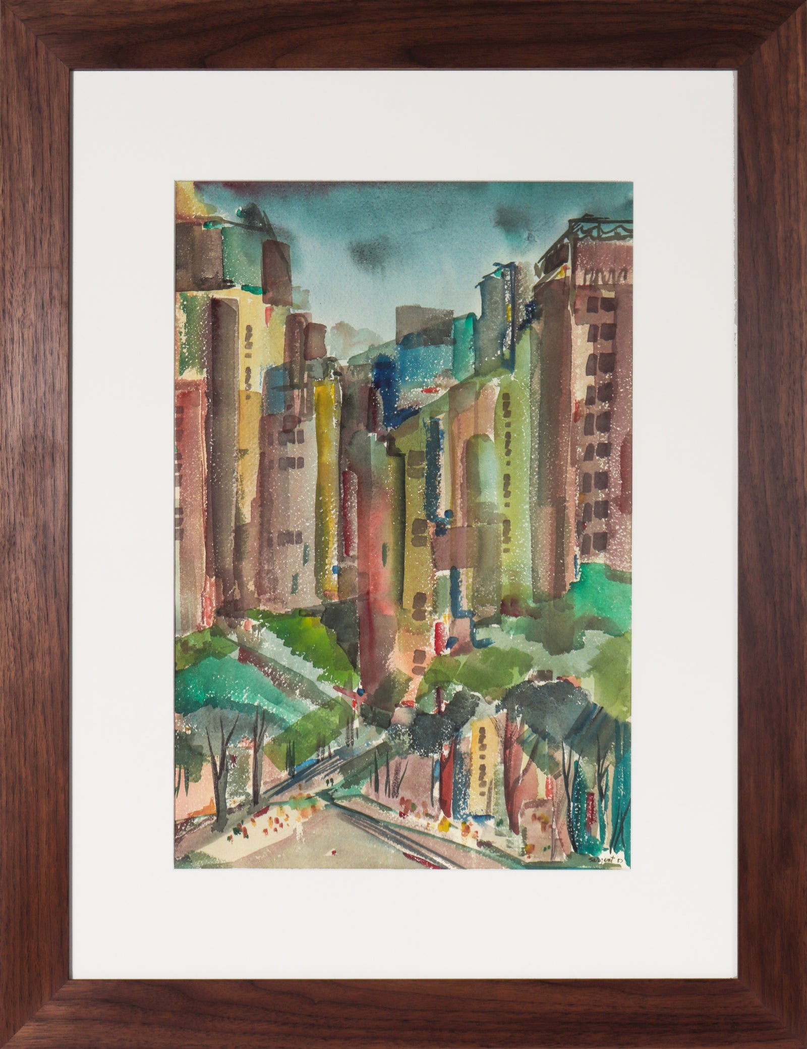 Downtown San Francisco <br>1957 Watercolor <br><br>#C3024
