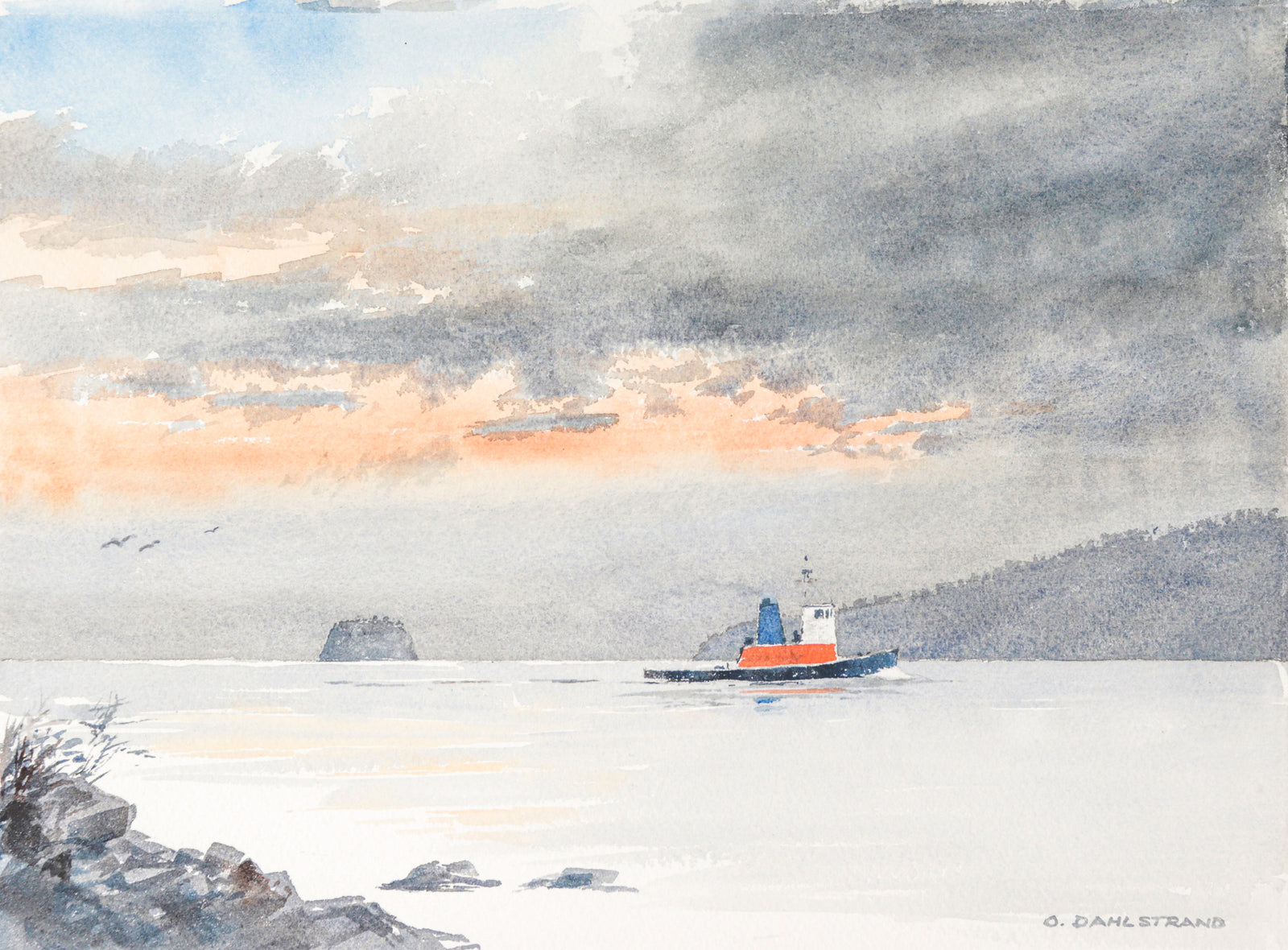 <i>Passing Towhead Island</i><br>1987 Watercolor<br><br>#C3119