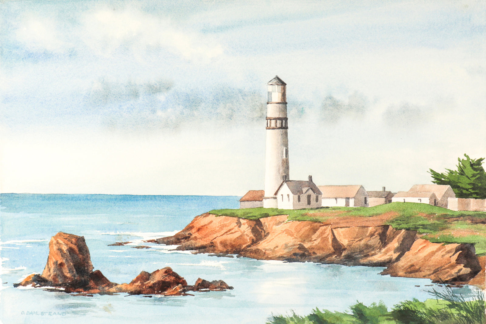 <i>Pigeon Point Light</i><br>1981 Watercolor<br><br>#C3185