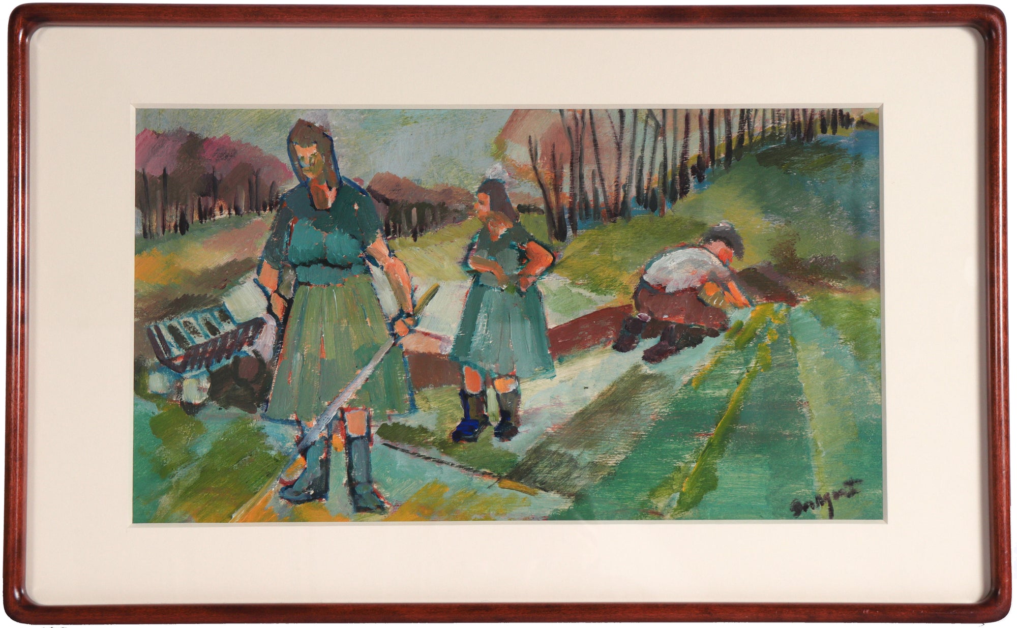 Field-Workers<br>20th Century Oil on Paper<br><br>#C3233