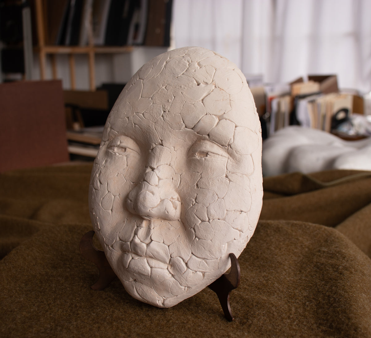 Mosaic-Style Mask <br>20th Century Terracotta Sculpture <br><br>#C3353