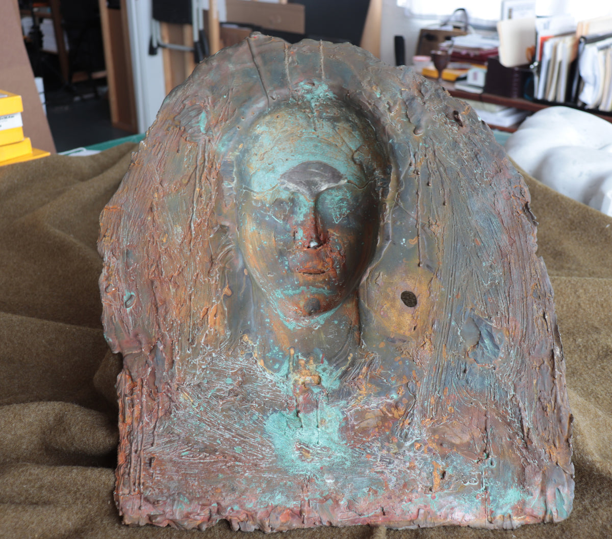 Gazing Relief<br>20th Century Brass Sculpture <br><br>#C3367