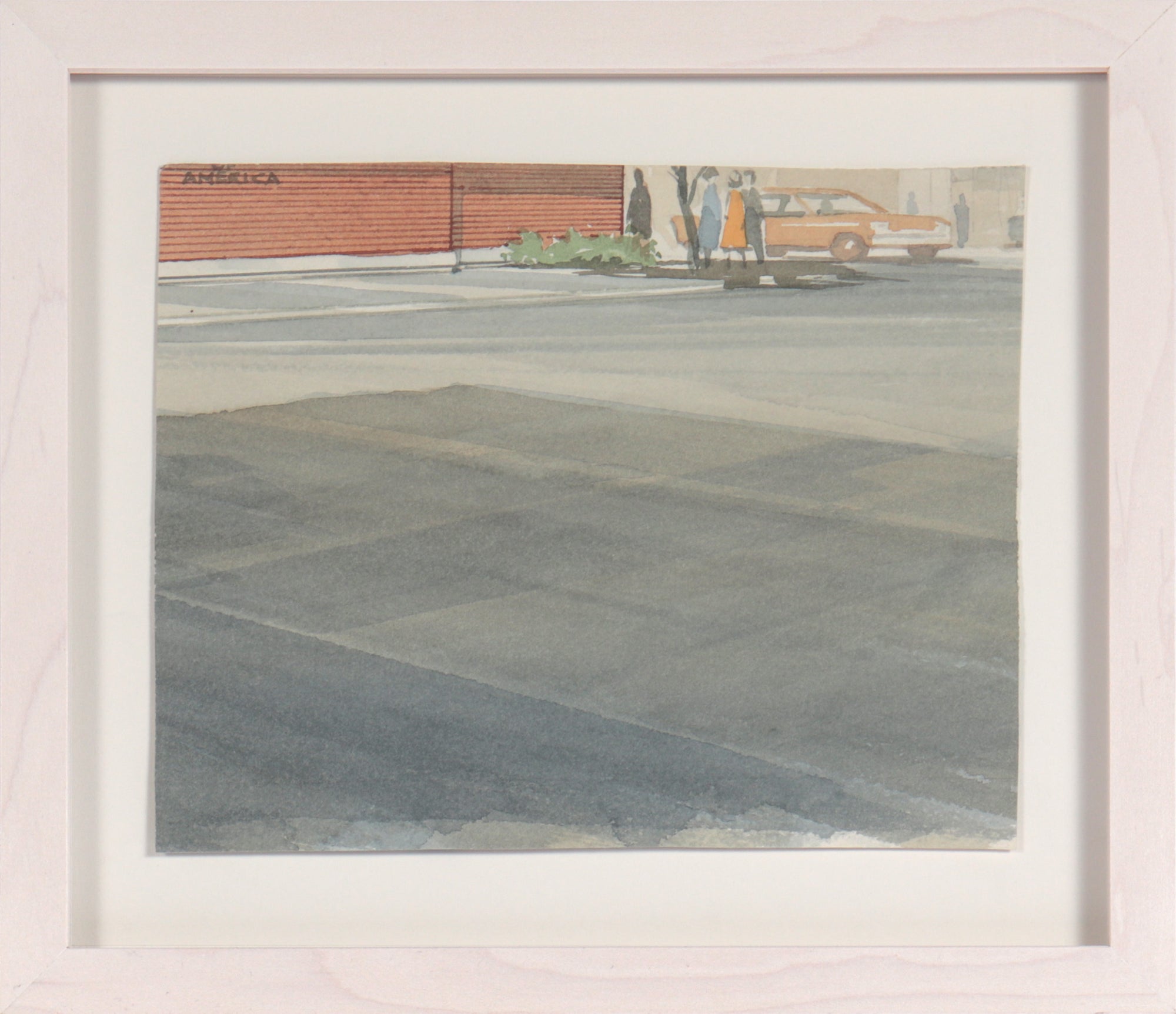 Parking Lot Scene <br> 20th Century Watercolor <br><br>#C3442
