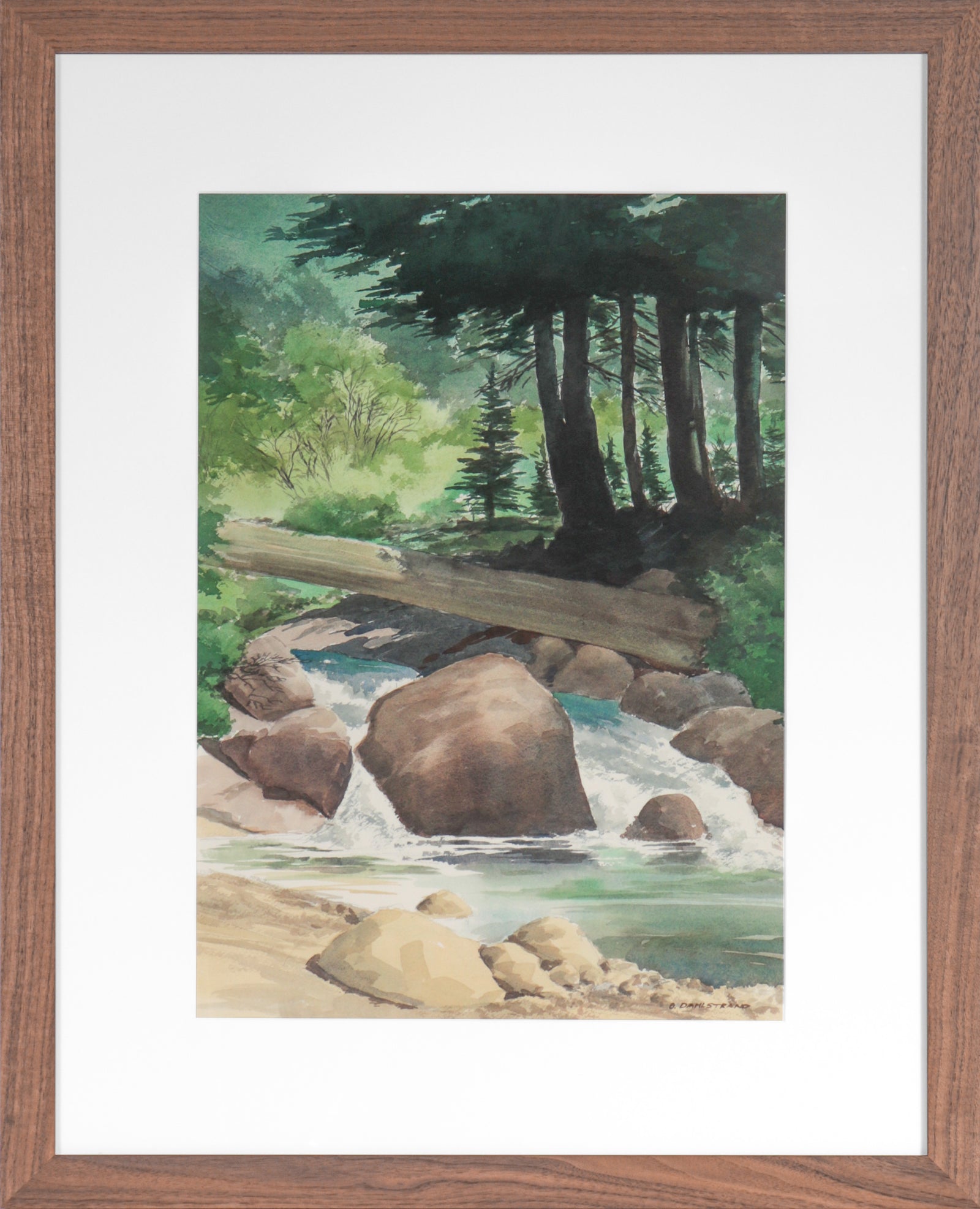 River Running Through a Forest <br>20th Century Watercolor <br><br>#C3443
