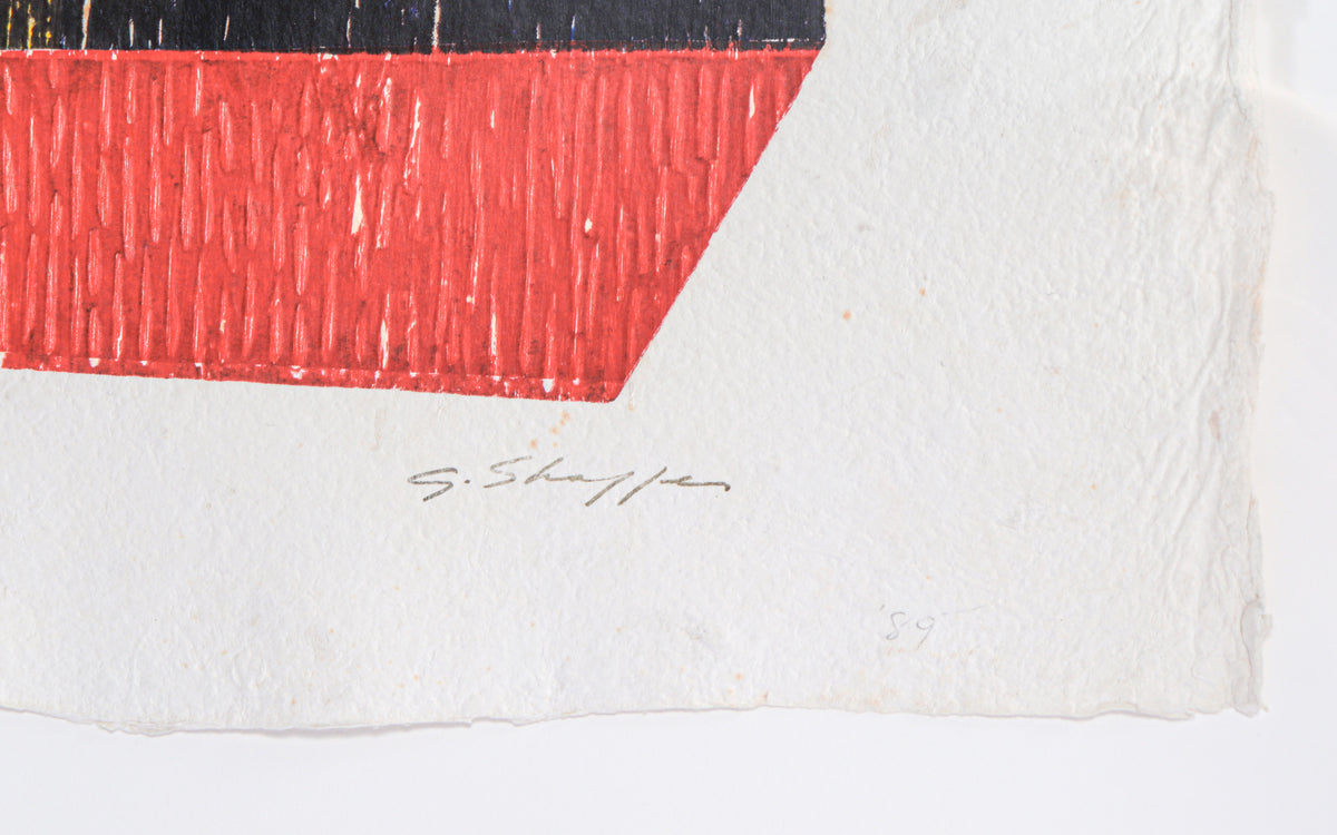 Bold Expressionist Composition <br>1989 Monotype and Collage<br><br>#C3453